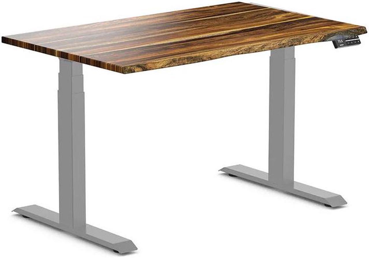 Desky Dual Hardwood Sit Stand Desk - Pheasantwood / 48 x 30 inches / Grey