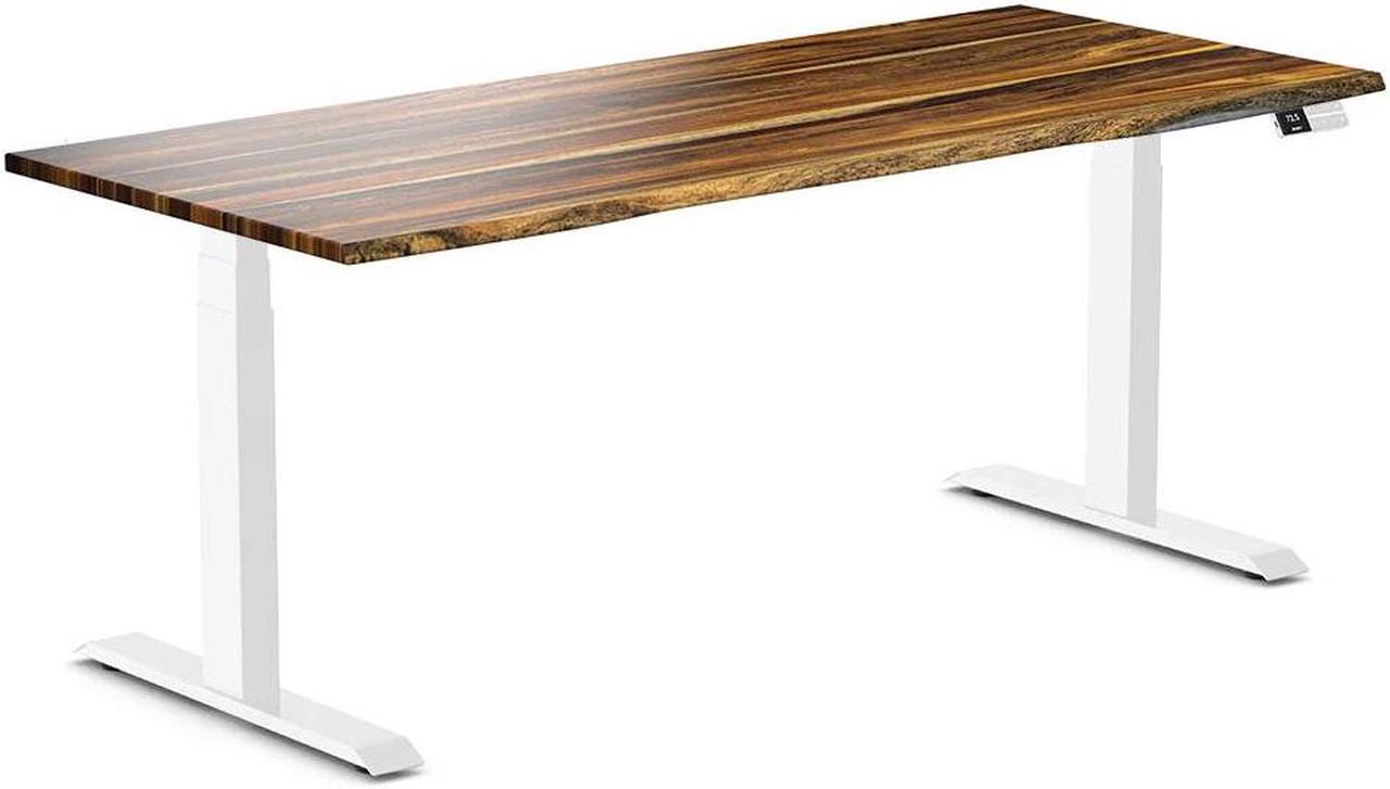 Desky Dual Hardwood Sit Stand Desk - Pheasantwood / 72 x 30 inches / White