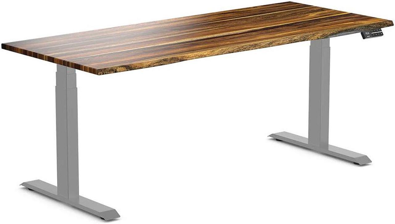 Desky Dual Hardwood Sit Stand Desk - Pheasantwood / 72 x 30 inches / Grey