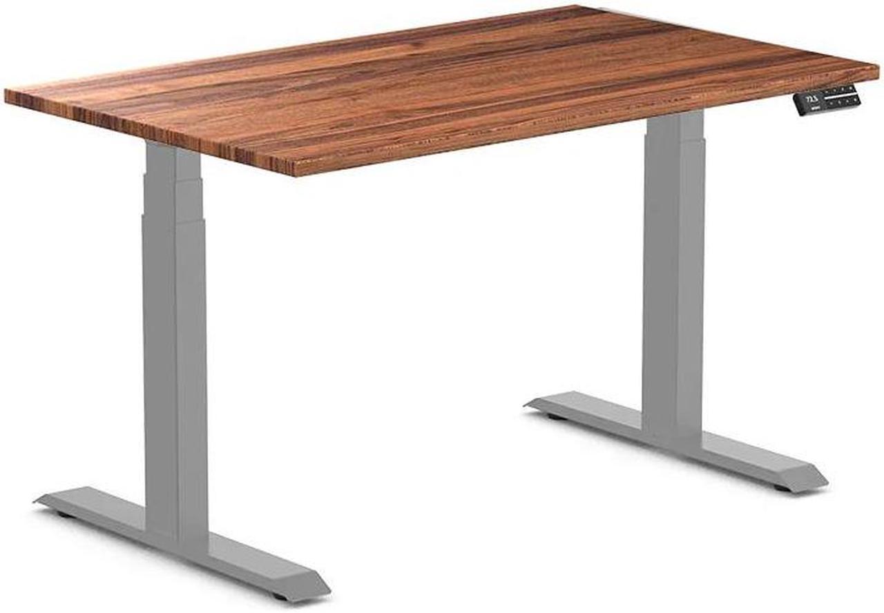 Desky Dual Hardwood Sit Stand Desk - Walnut / 48 x 30 inches / Grey