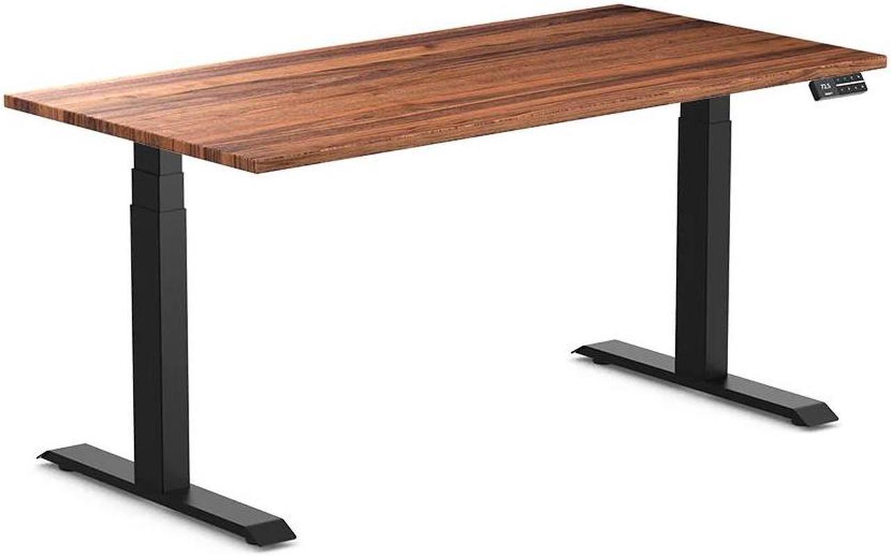 Desky Dual Hardwood Sit Stand Desk - Walnut / 60 x 30 inches / Matte Black