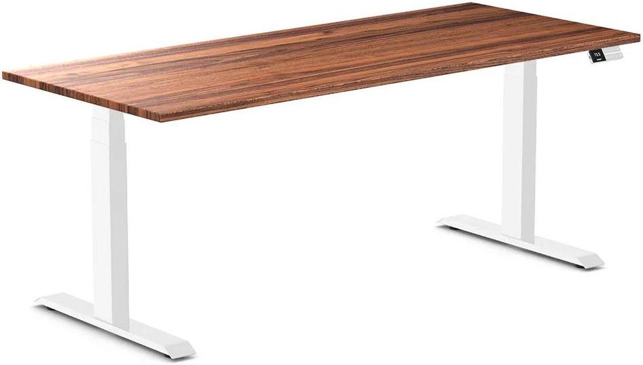 Desky Dual Hardwood Sit Stand Desk - Walnut / 72 x 30 inches / White