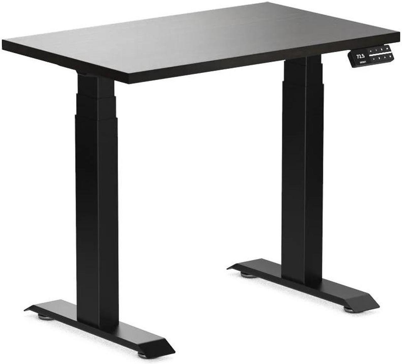 Desky Dual Mini Sit Stand Desk - Burnished Wood / 32 x 20 inches / Matte Black