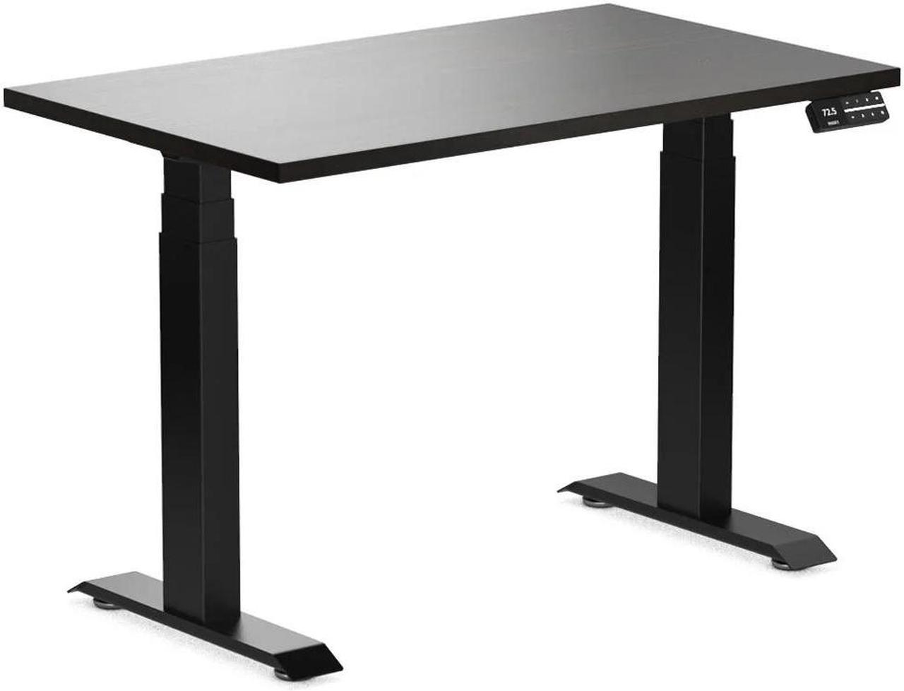 Desky Dual Mini Sit Stand Desk - Burnished Wood / 40 x 24 inches / Matte Black