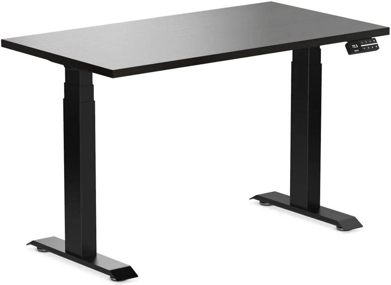 Desky Dual Mini Sit Stand Desk - Burnished Wood / 44 x 24 inches / Matte Black