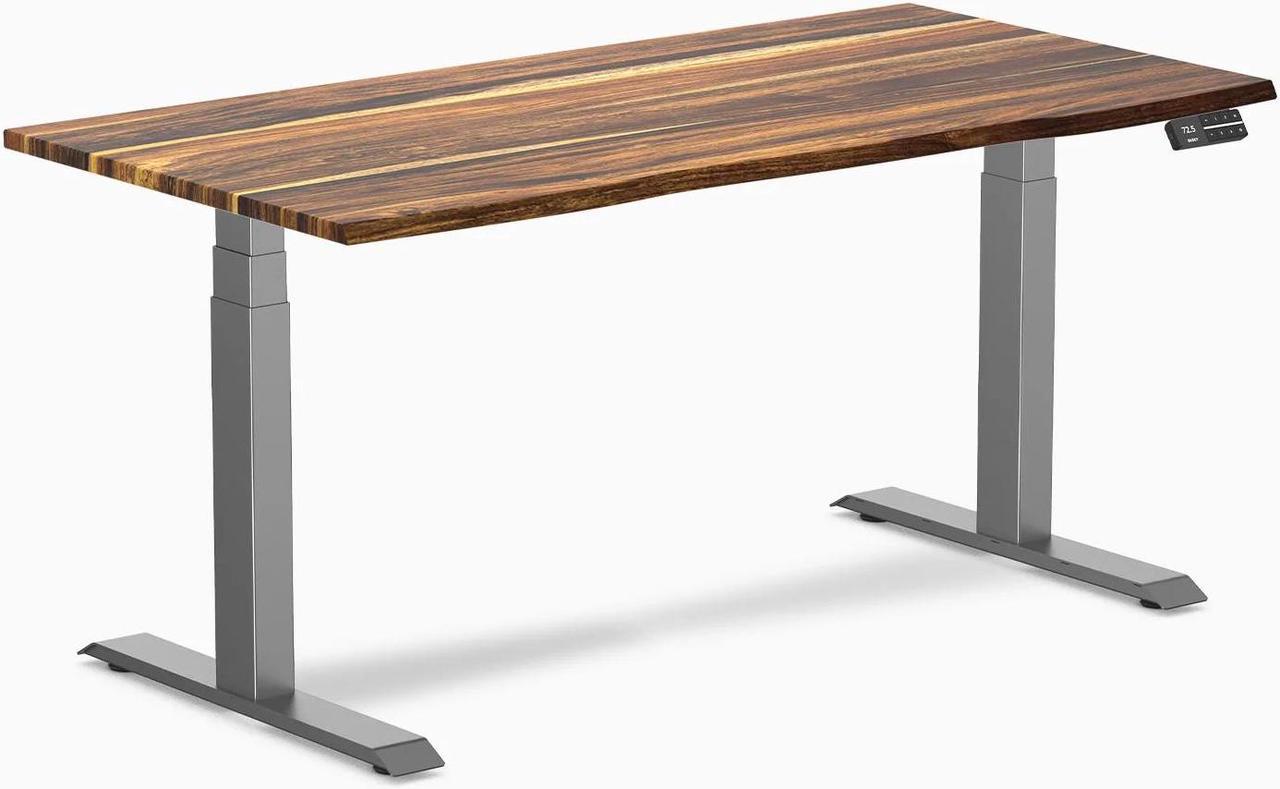 Desky Dual Hardwood Sit Stand Desk - Pheasantwood / 60 x 30 inches / Space Grey