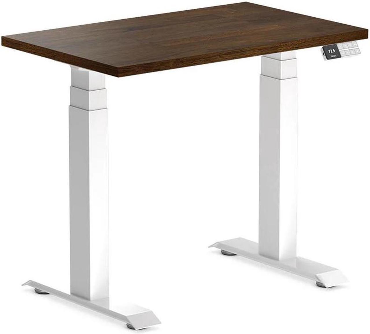 Desky Dual Mini Rubberwood Sit Stand Desk - Dark Walnut / 31.5 x 19.7 inches / White