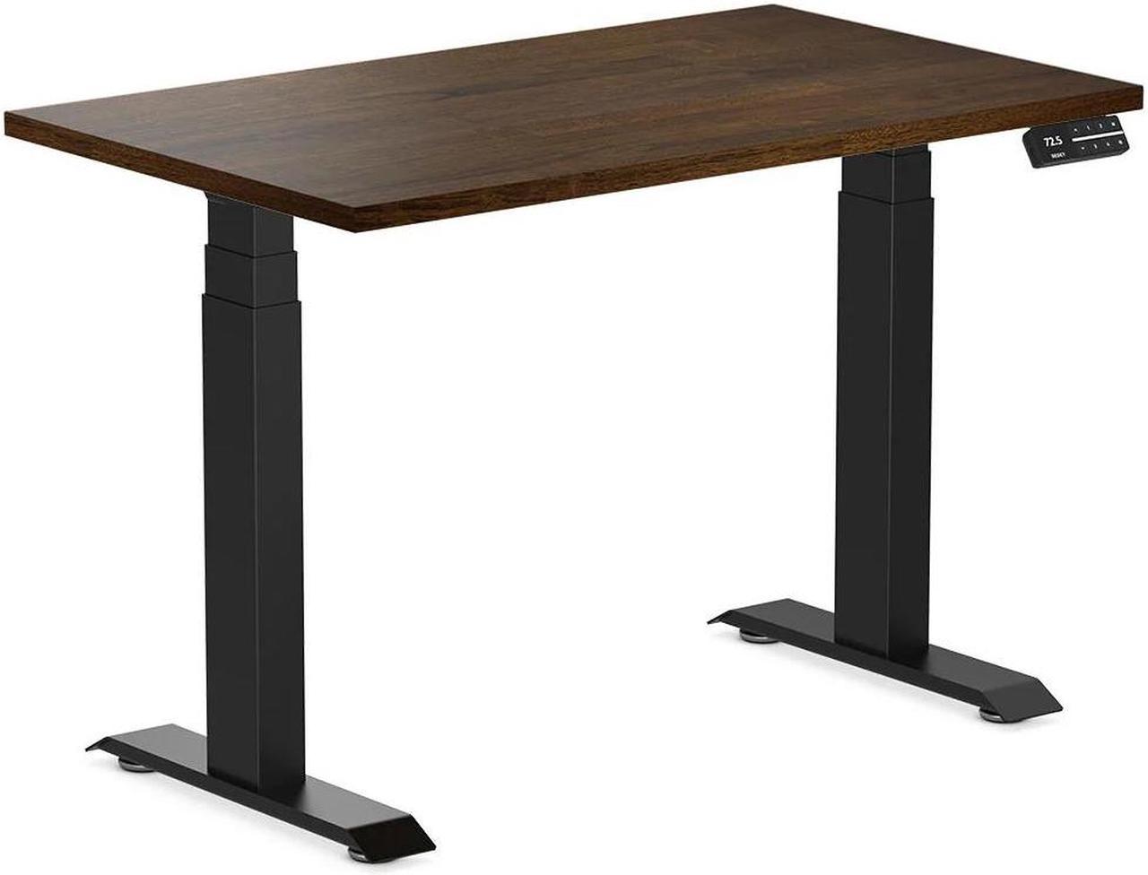 Desky Dual Mini Rubberwood Sit Stand Desk - Dark Walnut / 39.4 x 23.6 inches / Matte Black