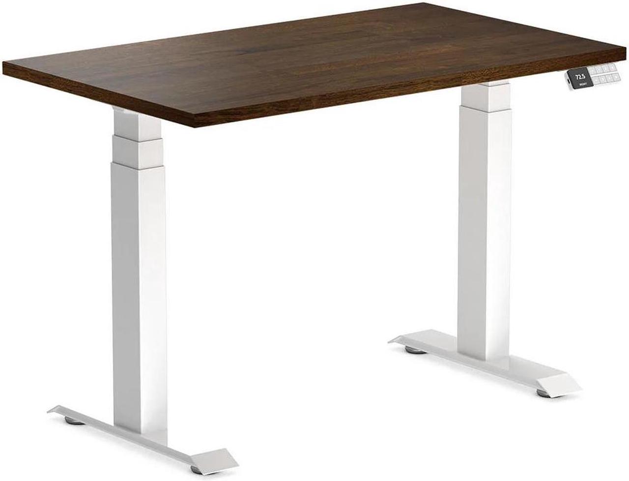 Desky Dual Mini Rubberwood Sit Stand Desk - Dark Walnut / 39.4 x 23.6 inches / White