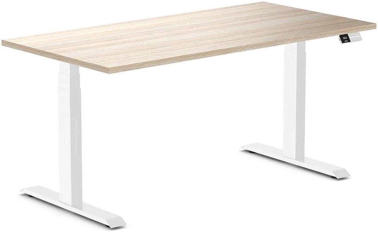 Desky Dual Laminate Sit Stand Desk - Classic Oak / 59.1 x 29.5 inches / White