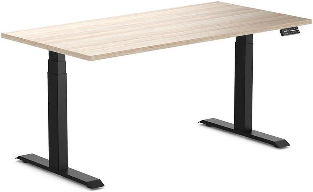 Desky Dual Laminate Sit Stand Desk - Classic Oak / 59.1 x 29.5 inches / Matte Black