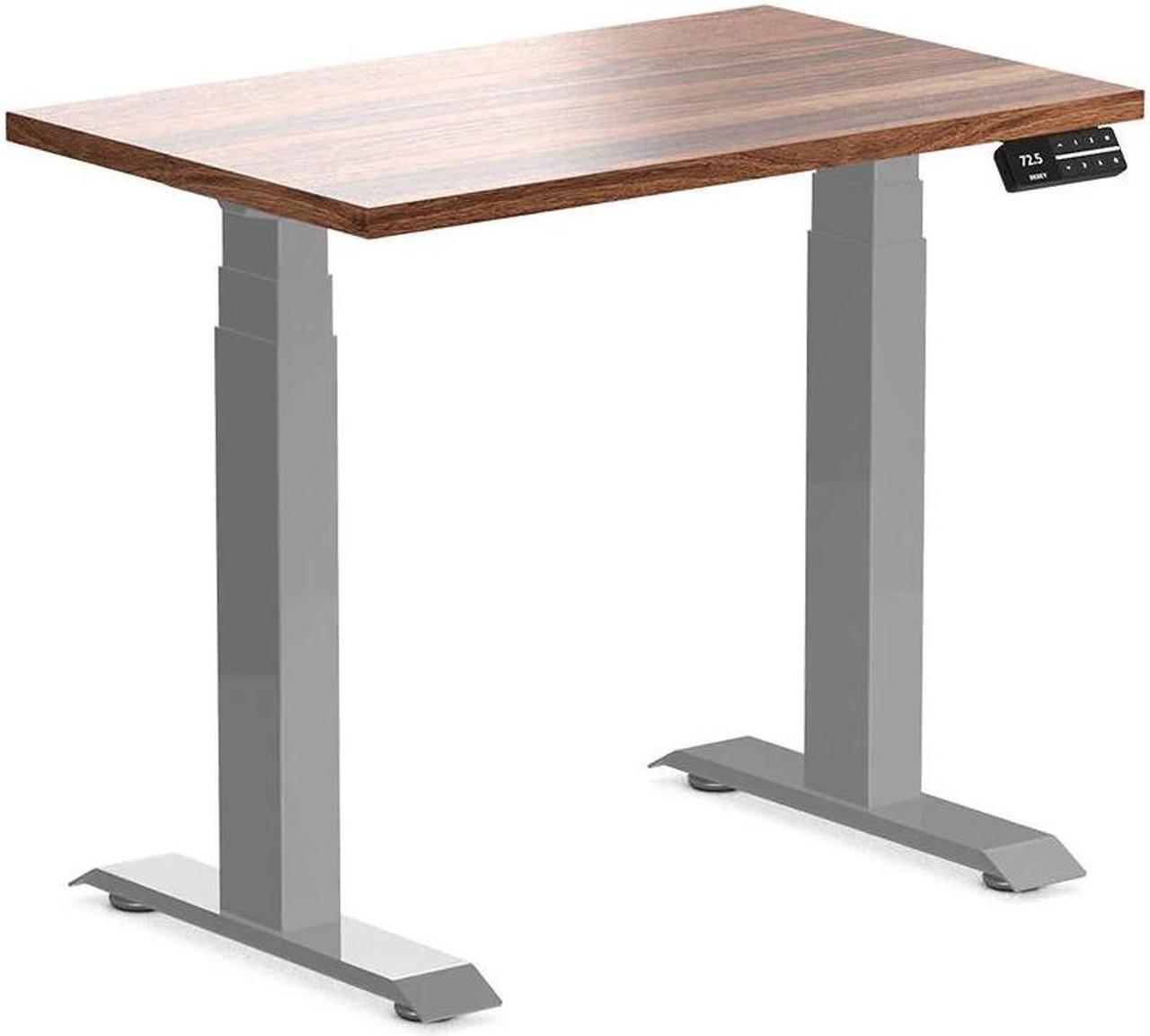 Desky Dual Mini Hardwood Sit Stand Desk - Walnut / 31.5 x 19.7 inches / Grey