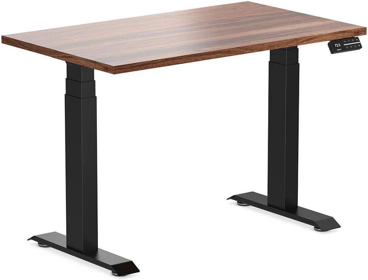 Desky Dual Mini Hardwood Sit Stand Desk - Walnut / 39.4 x 23.6 inches / Matte Black