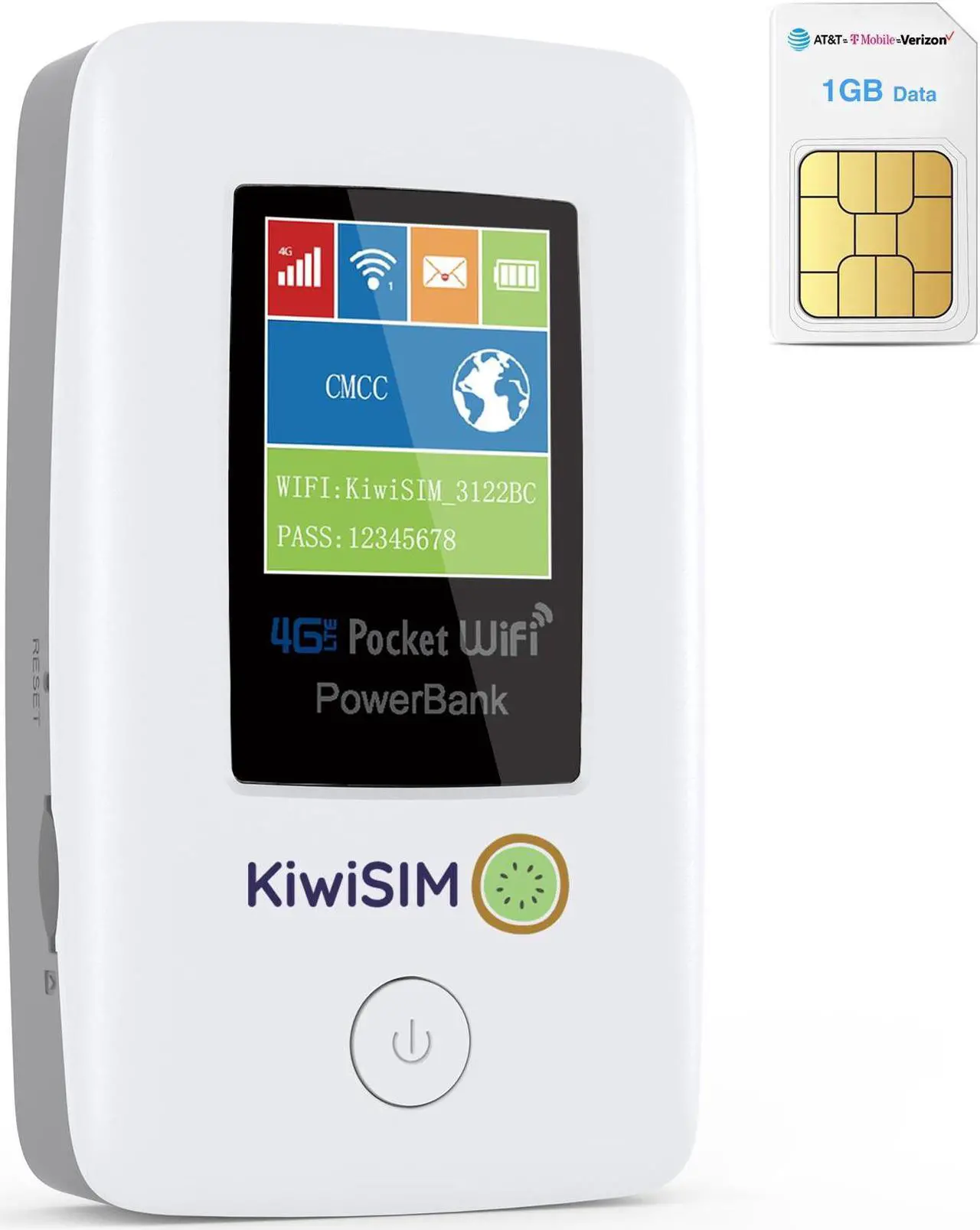 Main image of KIWISIM All-round Travel Companion: 4G LTE Mobile WiFi Hotspot with 6000mAh Battery, It's Not Only an Internet Access Device but Also an Emergency Power Bank, and Comes with a 1GB Data SIM Card!