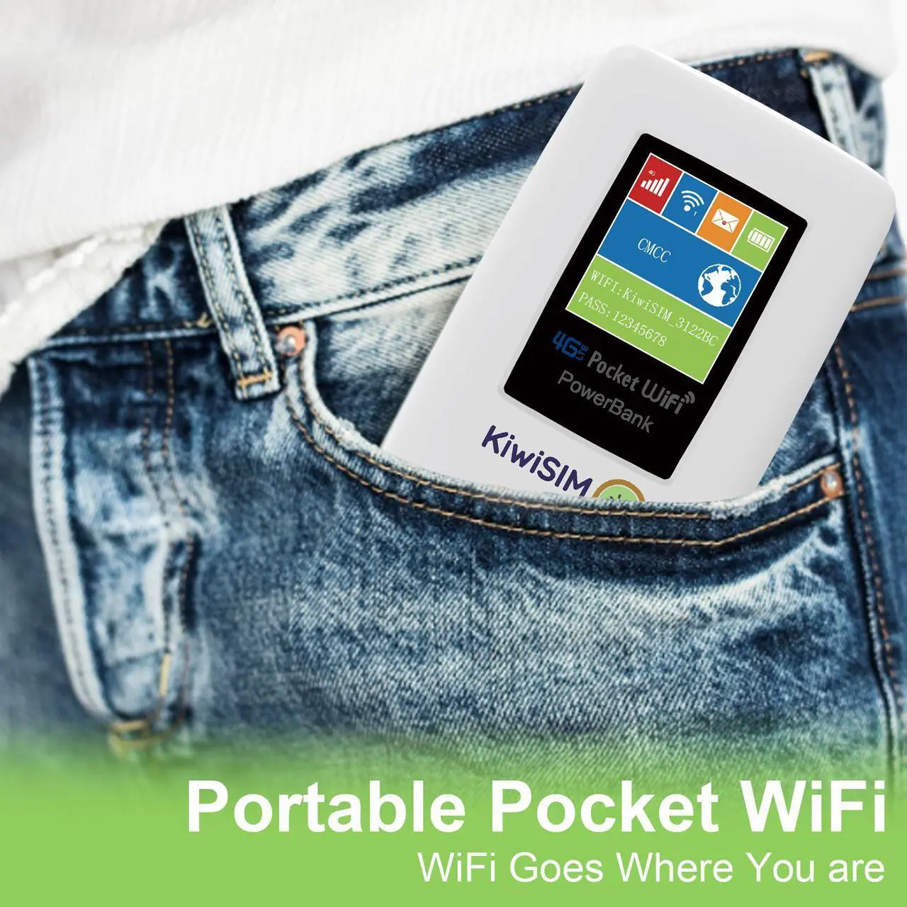 Alt view image 6 of 7 - KIWISIM All-round Travel Companion: 4G LTE Mobile WiFi Hotspot with 6000mAh Battery, It's Not Only an Internet Access Device but Also an Emergency Power Bank, and Comes with a 1GB Data SIM Card!