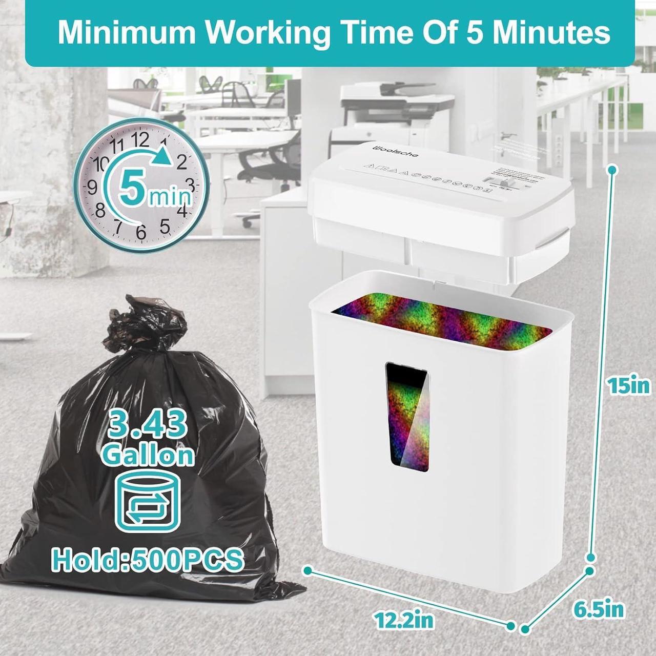 Alt view image 2 of 5 - Woolsche Paper Shredder, P-5 Security Level, 5-Sheet Micro Cut with 3.43-Gallon Basket, Durable & Fast with Jam Proof System, Paper Shredder for Home Office (ETL)