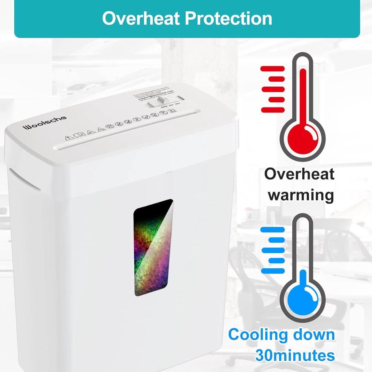 Alt view image 4 of 5 - Woolsche Paper Shredder, P-5 Security Level, 5-Sheet Micro Cut with 3.43-Gallon Basket, Durable & Fast with Jam Proof System, Paper Shredder for Home Office (ETL)