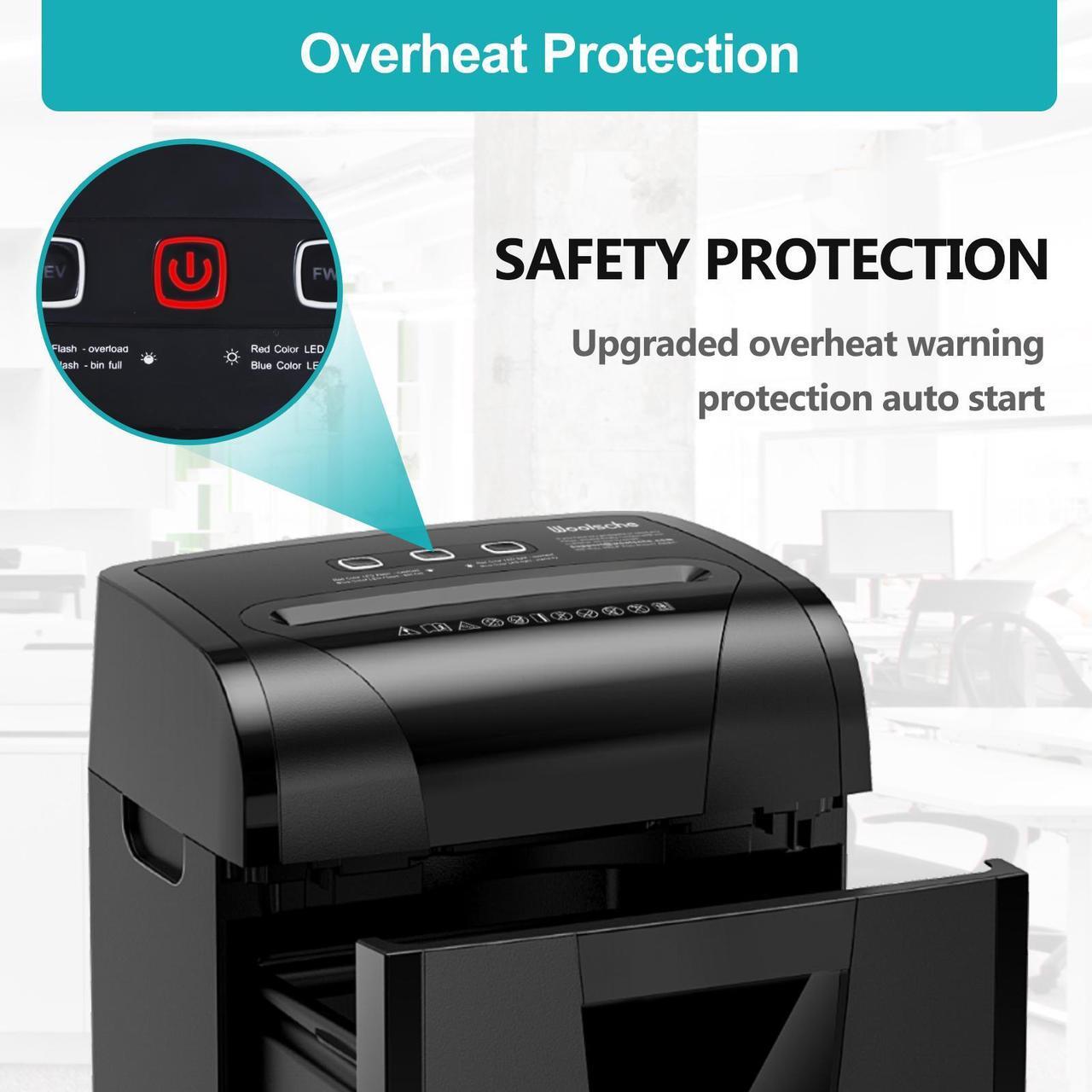 Alt view image 4 of 7 - Woolsche Paper Shredder, 18-Sheet Cross Cut with 5.28-Gallon Pull Out Bin, P-4 Security Level, Shred Paper and Credit Card and CD, Durable&Fast with Auto Jam Proof System Shredder for Office