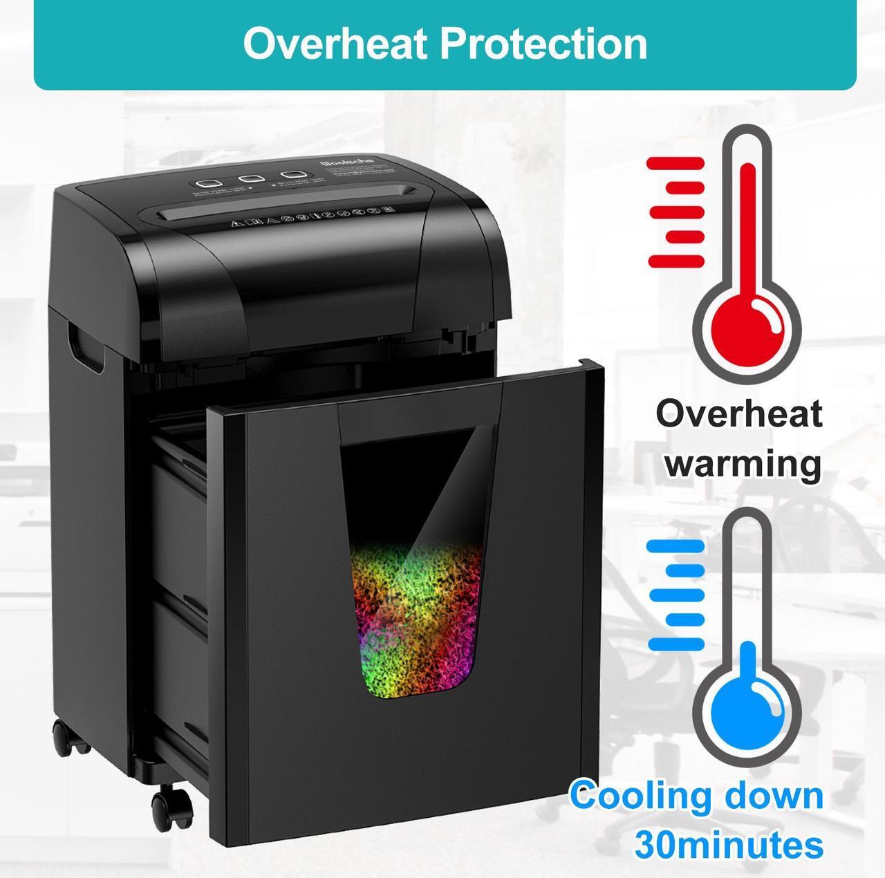 Alt view image 5 of 7 - Woolsche Paper Shredder, 18-Sheet Cross Cut with 5.28-Gallon Pull Out Bin, P-4 Security Level, Shred Paper and Credit Card and CD, Durable&Fast with Auto Jam Proof System Shredder for Office