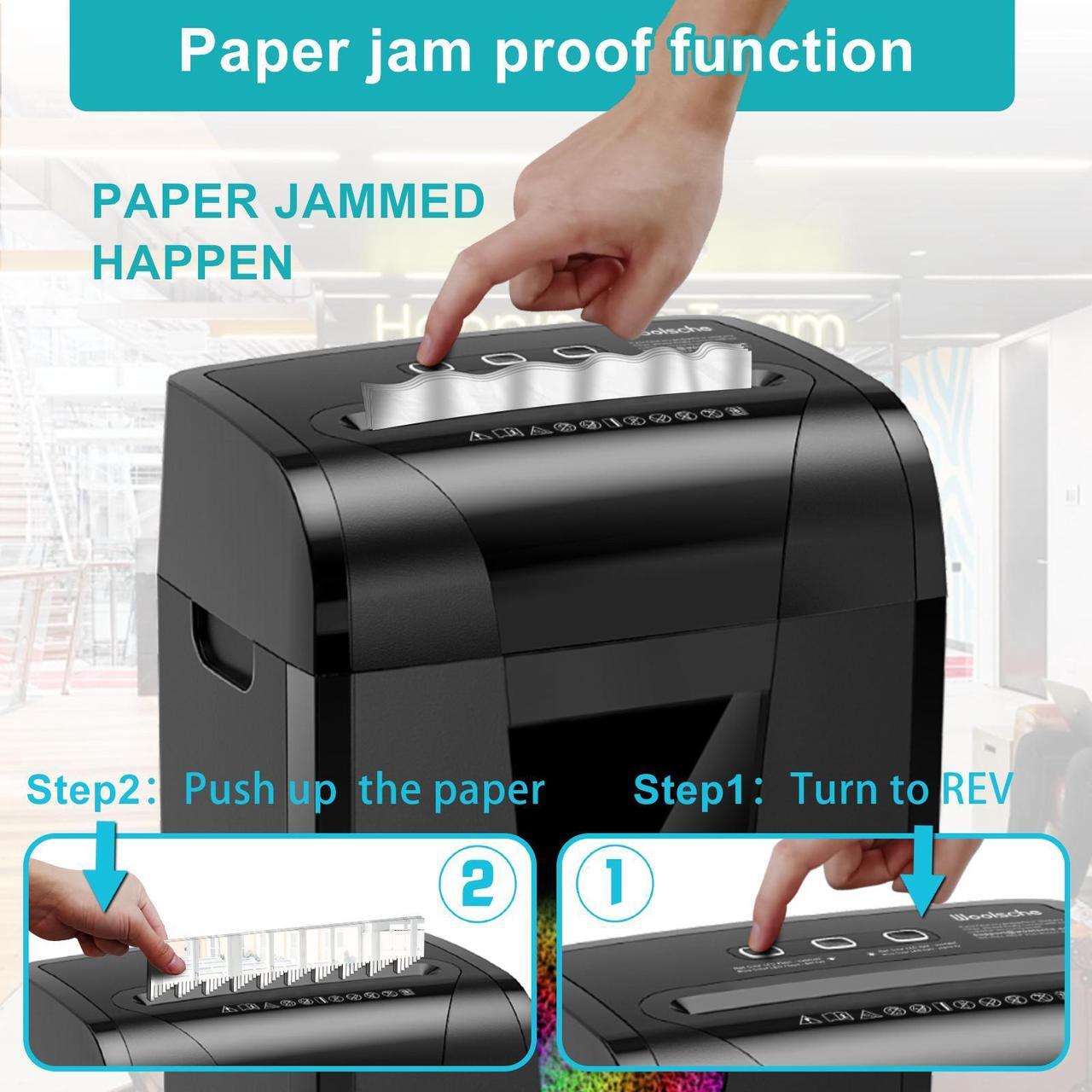 Alt view image 7 of 7 - Woolsche Paper Shredder, 18-Sheet Cross Cut with 5.28-Gallon Pull Out Bin, P-4 Security Level, Shred Paper and Credit Card and CD, Durable&Fast with Auto Jam Proof System Shredder for Office