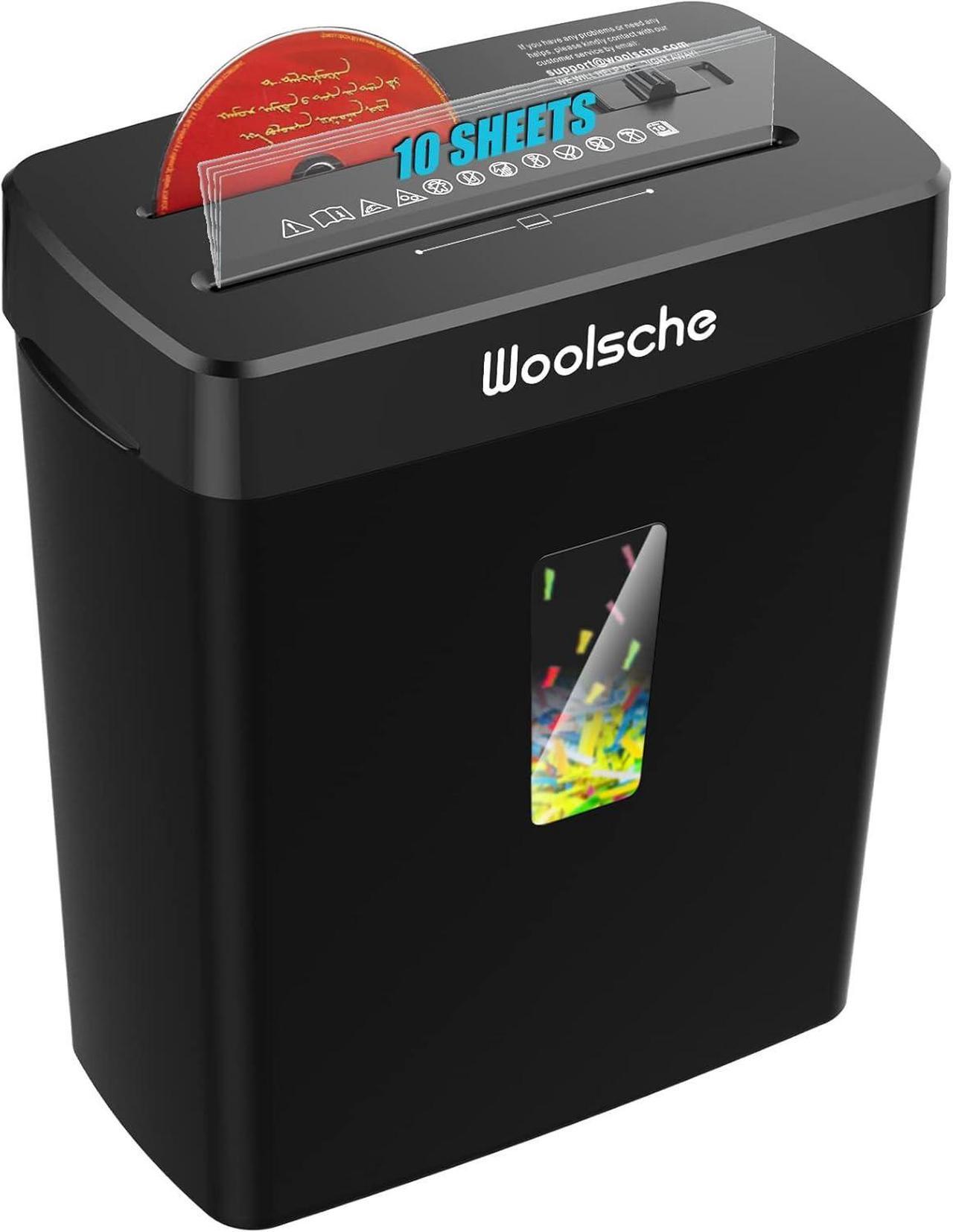 Main image of Woolsche Paper Shredder - 10-Sheet Cross Cut with 3.43-Gallon Basket - P-4 Security Level - 3-Mode Design - Shreds CD and Credit Card - Durable, Fast, and Jam Proof for Home Office (ETL Certified)