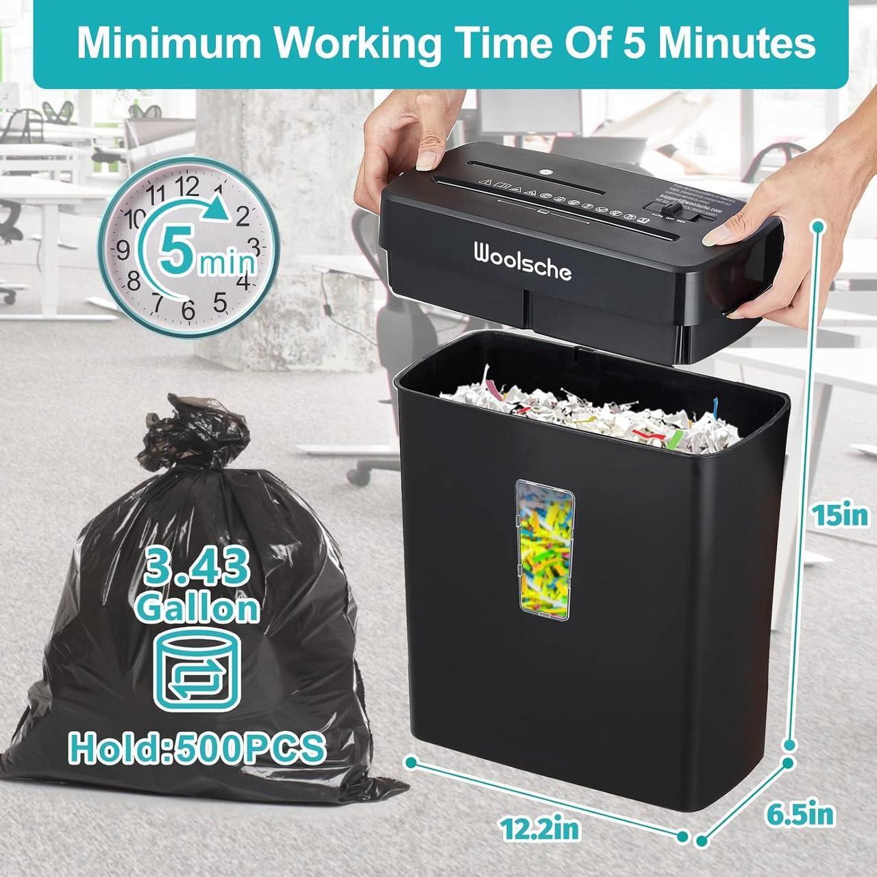 Alt view image 5 of 6 - Woolsche Paper Shredder - 10-Sheet Cross Cut with 3.43-Gallon Basket - P-4 Security Level - 3-Mode Design - Shreds CD and Credit Card - Durable, Fast, and Jam Proof for Home Office (ETL Certified)