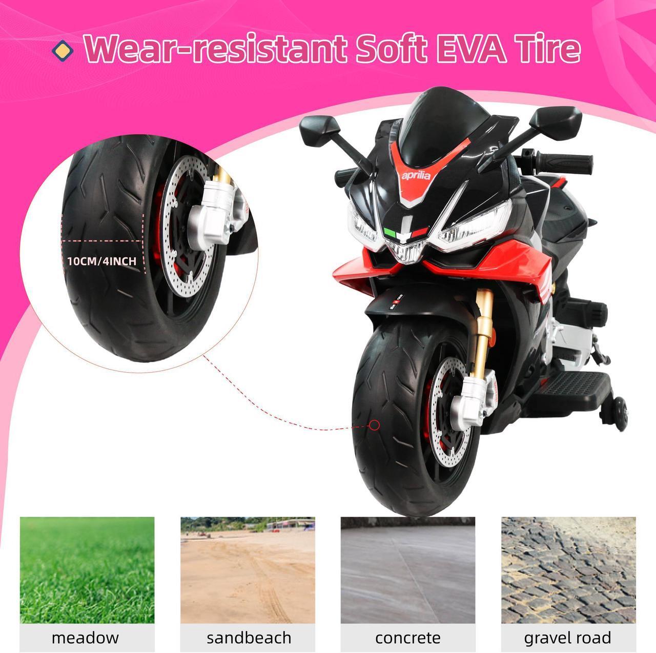 Alt view image 5 of 7 - TCARAIWEN Aprilia Licensed 24V Kids Electric Motorcycle 6mph Dirt Bike Ride on Motorbike LED Lights Bluetooth Music