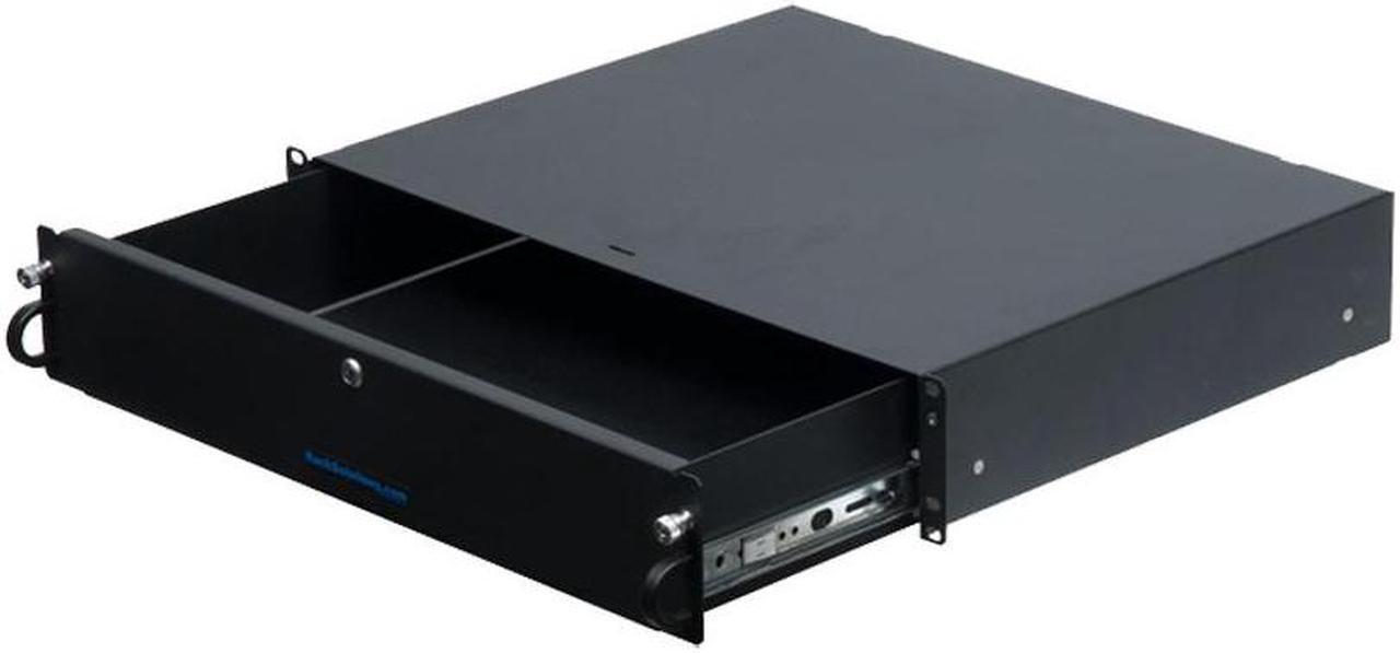 Alt view image 3 of 3 - RackSolutions 2U Lockable Rackmount Drawer - 14" Depth, High-Quality Ball Bearing Slides, 100 lbs Capacity, Cable Access Holes - Fits 2 & 4 Post Racks