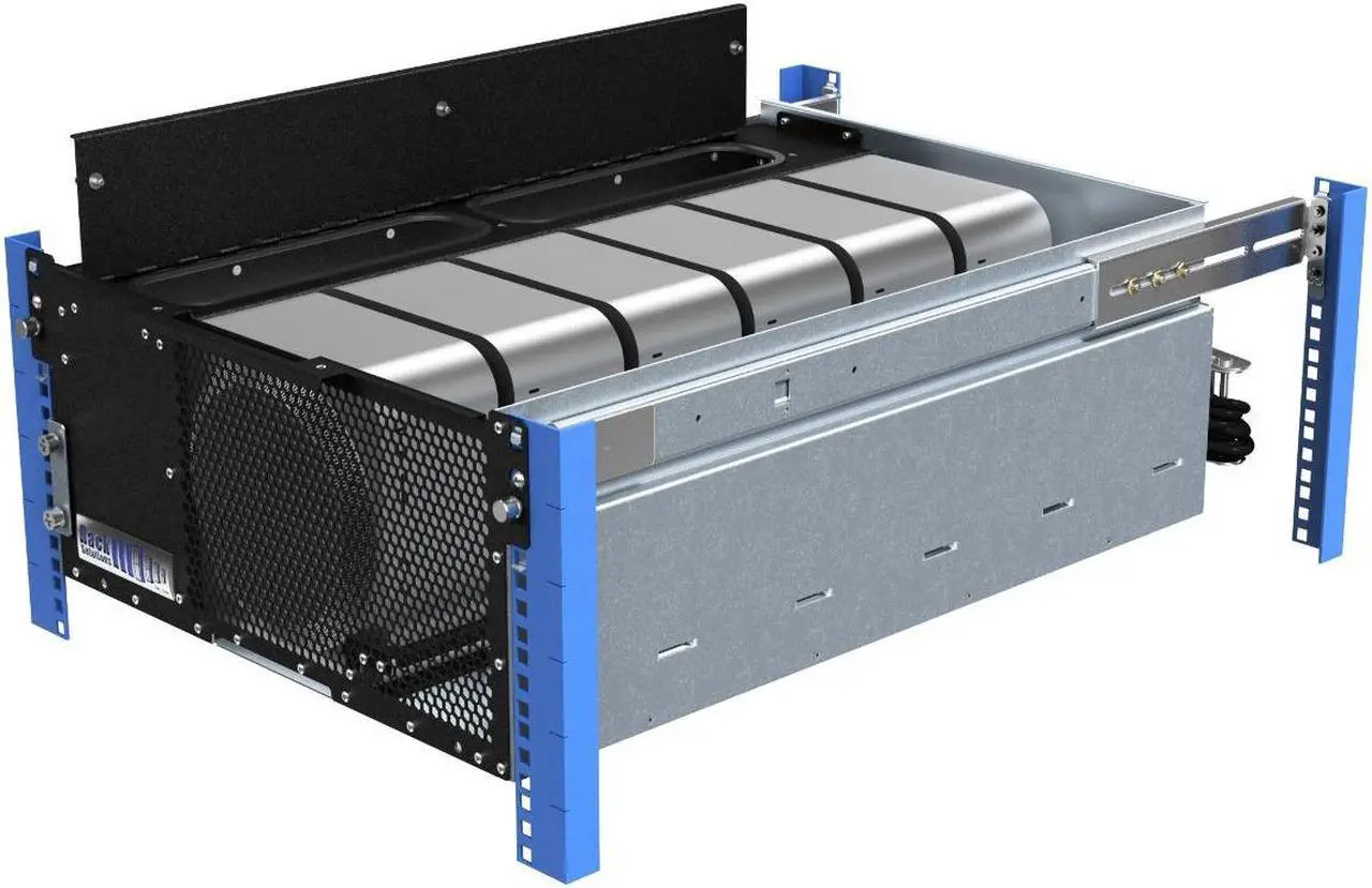 Alt view image 2 of 7 - RackSolutions 5U HyperShelf for 6 Apple Mac Studio, Rack Mount Shelf with Airflow Management and Cable Management Arm, 26"-29.5" Depth Range