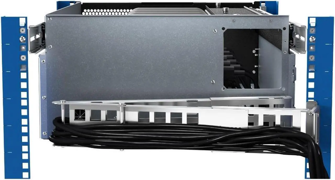 Alt view image 5 of 7 - RackSolutions 5U HyperShelf for 6 Apple Mac Studio, Rack Mount Shelf with Airflow Management and Cable Management Arm, 26"-29.5" Depth Range