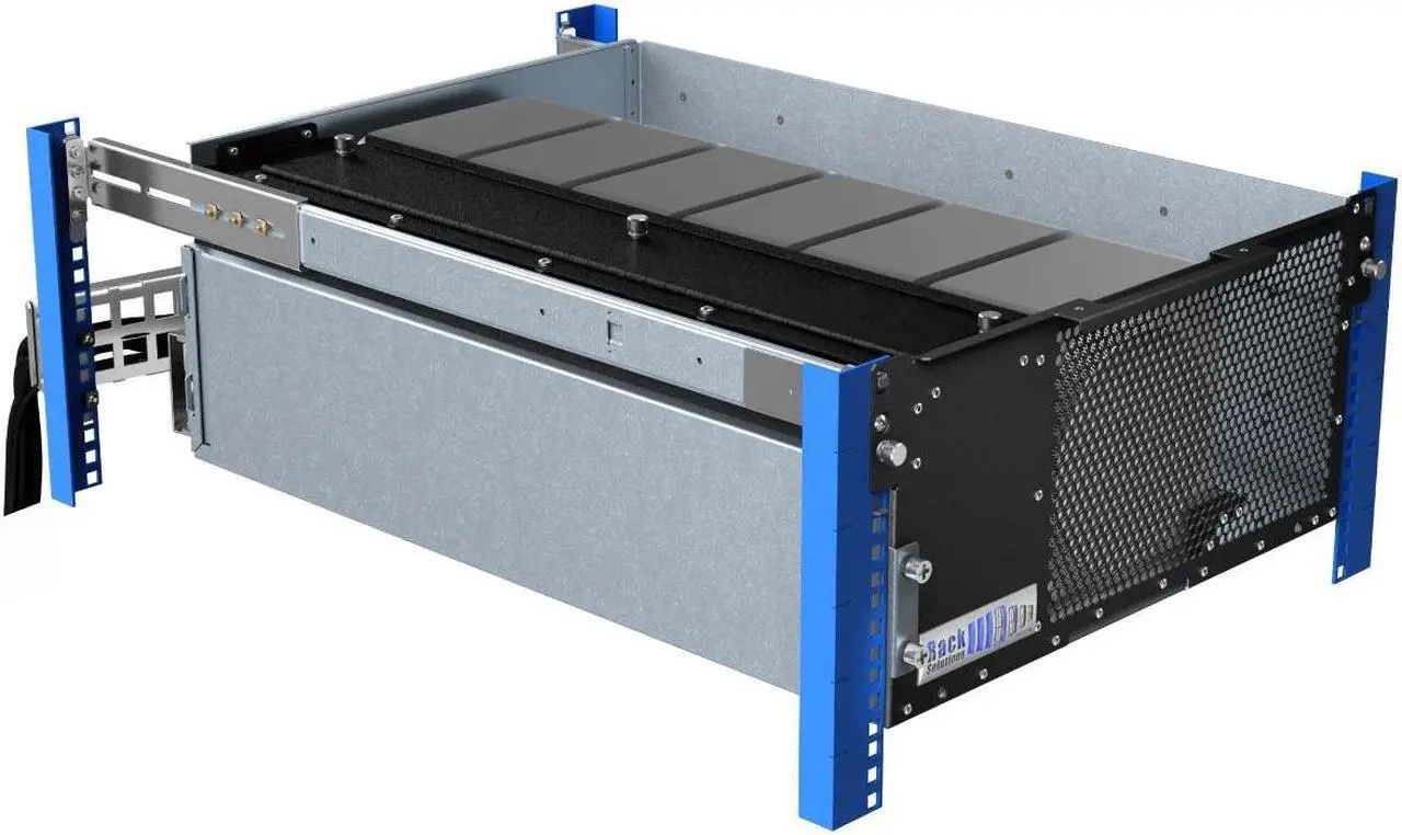 Alt view image 3 of 7 - RackSolutions 5U HyperShelf for 6 Apple Mac Studio, Rack Mount Shelf with Airflow Management and Cable Management Arm, 26"-29.5" Depth Range