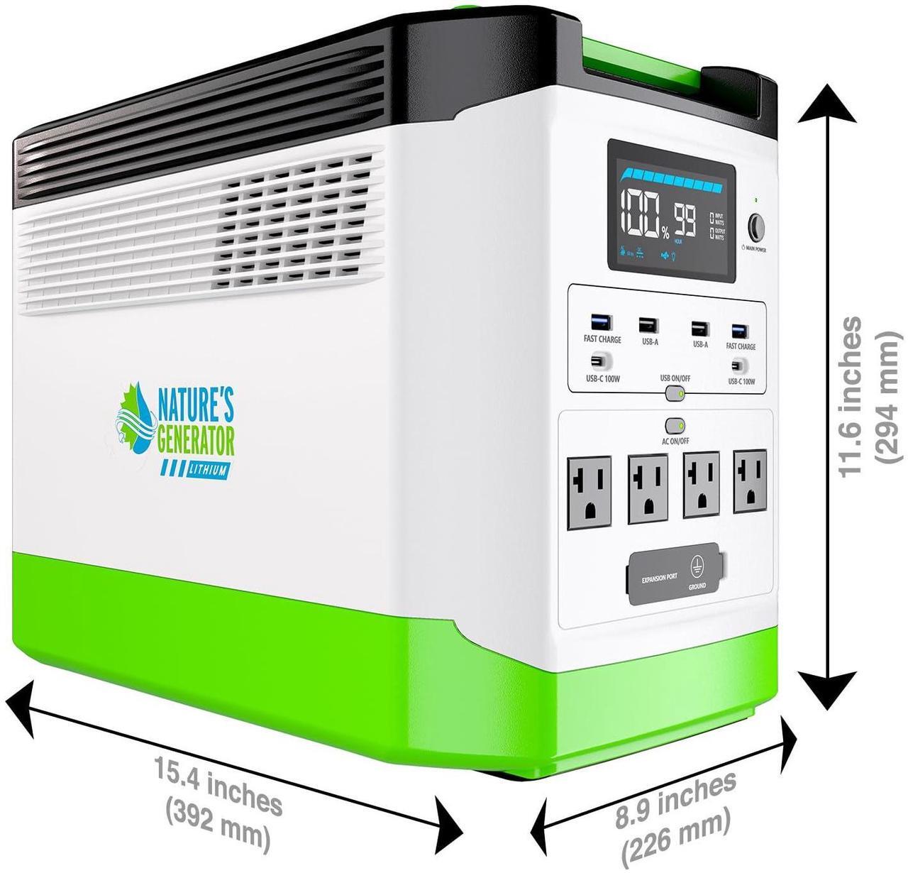 Alt view image 4 of 7 - Nature's Generator Lithium 1800, 120V Pure Sine Wave,Lithium Iron Phosphate (LiFePO4, LFP) with 1440 Watt-hour Battery Capacity
