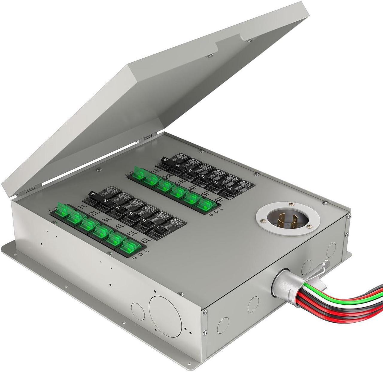 Alt view image 5 of 6 - Nature's Generator Transfer Switch12-Circuits 120/240V 30A Non-automatic Power Transfer Kit
