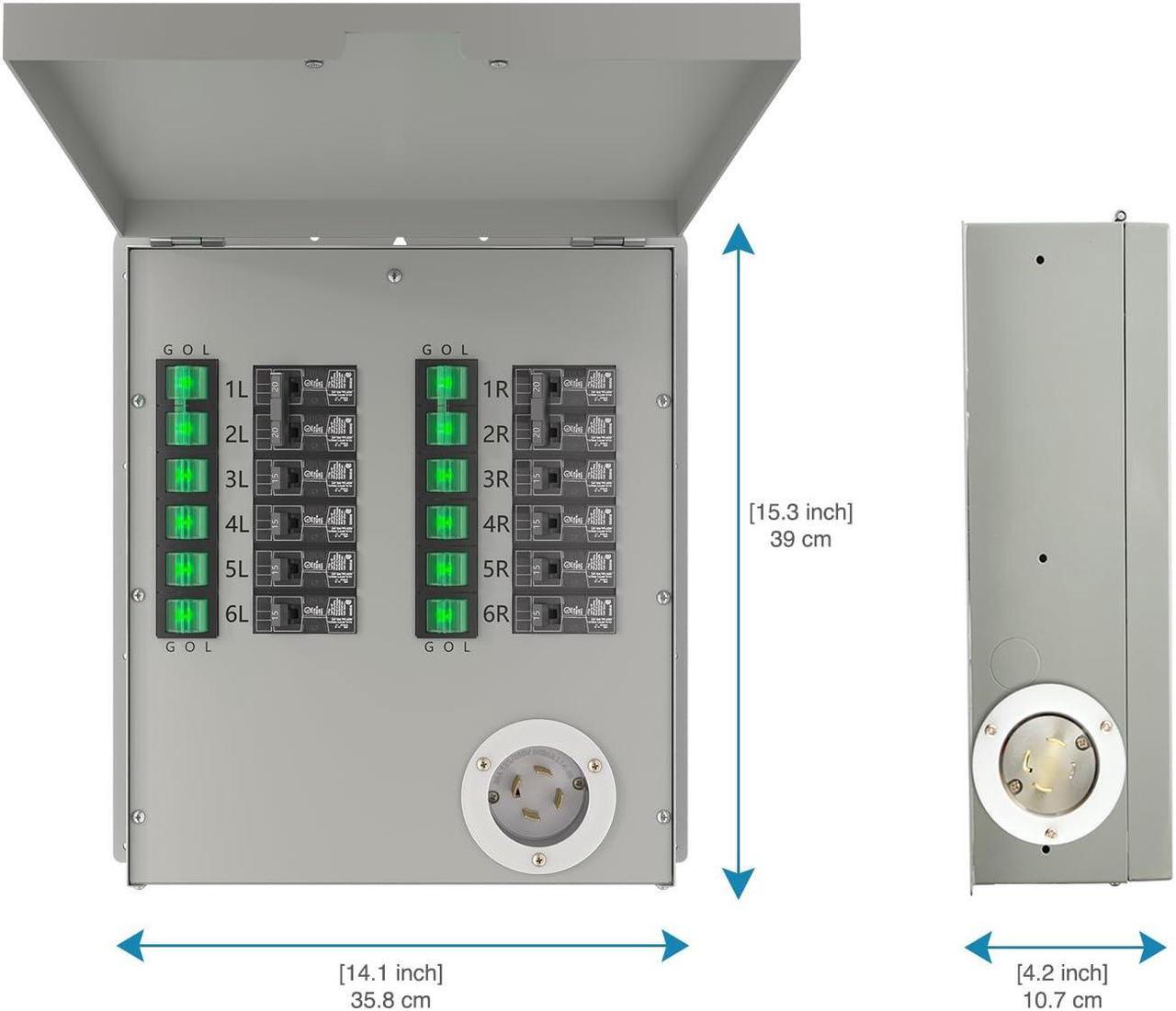 Alt view image 3 of 6 - Nature's Generator Transfer Switch12-Circuits 120/240V 30A Non-automatic Power Transfer Kit