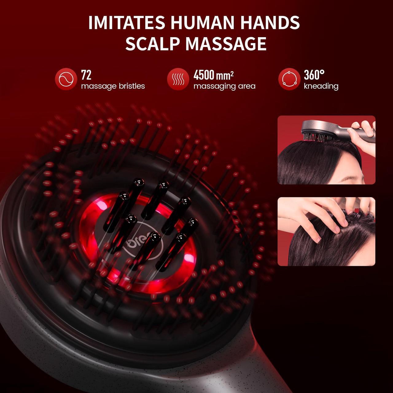 Alt view image 6 of 7 - Breo Scalp3 Scalp Massager Comb Anti Hair Loss Scalp Massaging brush Hair Growth Care Scalp Hair Therapy Scalp Reduction Redlight Infrared Therapy Head Massager Grey