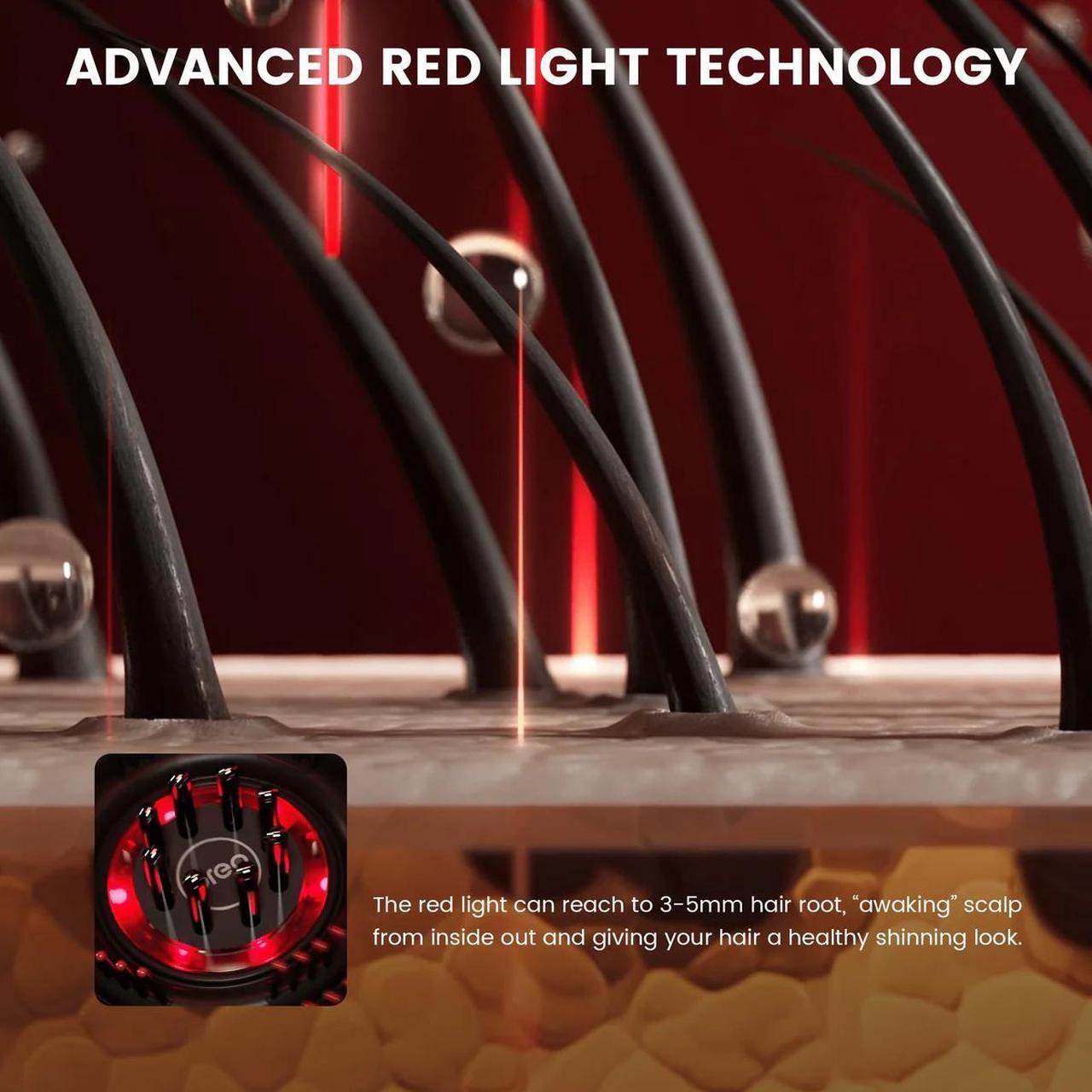 Alt view image 3 of 7 - Breo Scalp3 Scalp Massager Comb Anti Hair Loss Scalp Massaging brush Hair Growth Care Scalp Hair Therapy Scalp Reduction Redlight Infrared Therapy Head Massager Grey