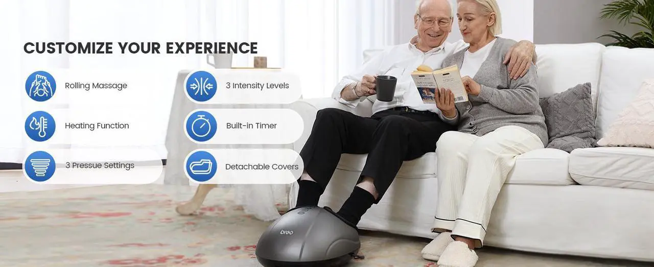 Alt view image 5 of 6 - Breo Foot Massager with Heat, Deep Tissue Kneading, Shiatsu Massage Machine for Relax, Relieve Foot Pain, Plantar Fasciitis, Fits Feet Up to Men Size 12, Mother's Day Gift