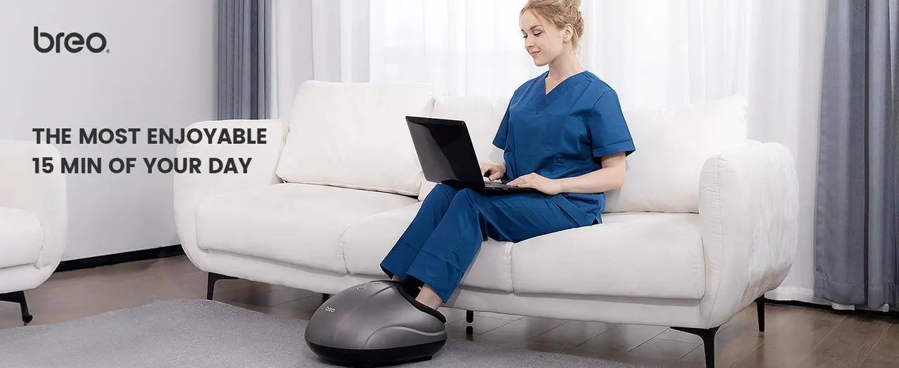 Alt view image 4 of 6 - Breo Foot Massager with Heat, Deep Tissue Kneading, Shiatsu Massage Machine for Relax, Relieve Foot Pain, Plantar Fasciitis, Fits Feet Up to Men Size 12, Mother's Day Gift
