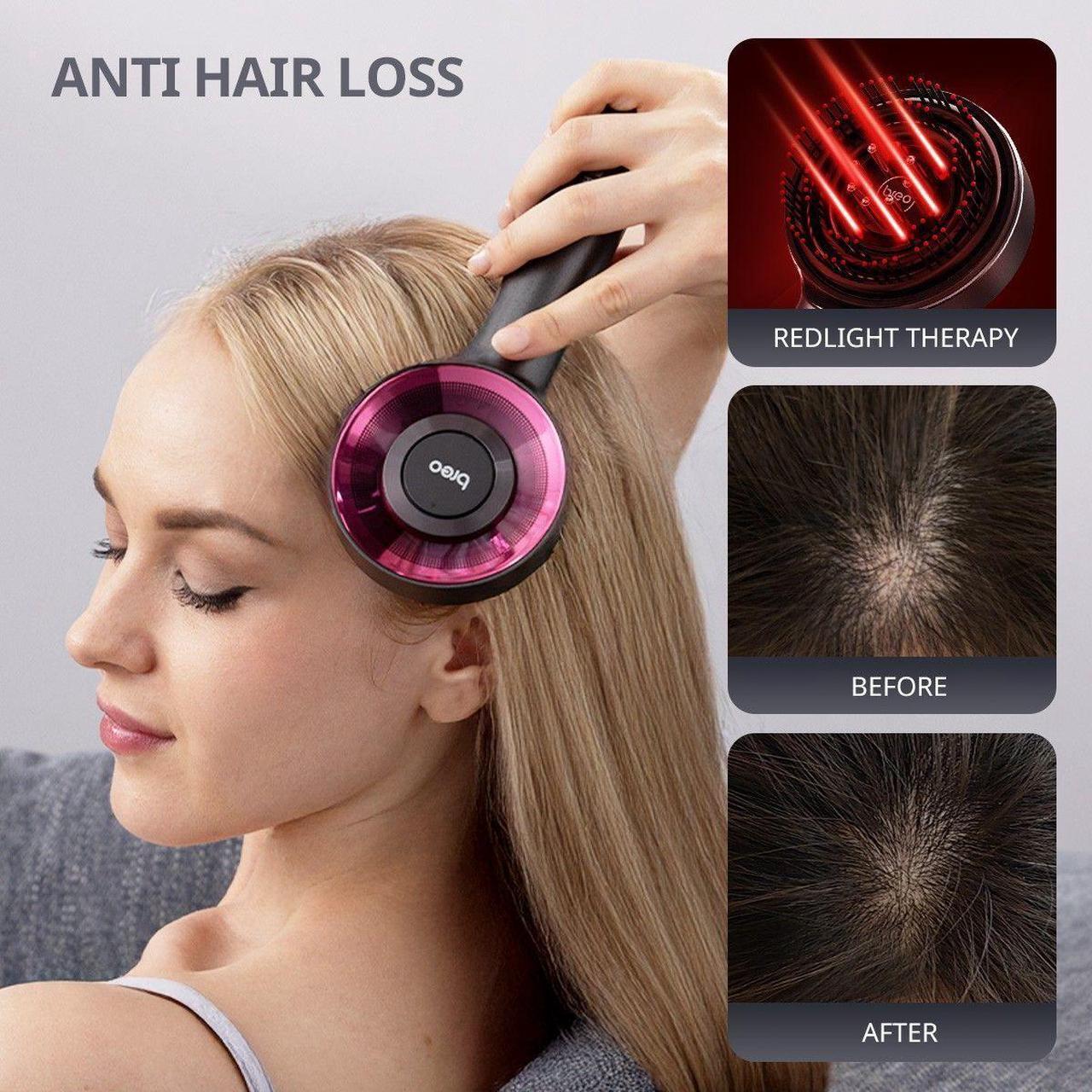 Alt view image 2 of 7 - Breo Scalp3 Scalp Massager Comb Anti Hair Loss Scalp Massaging brush Hair Growth Care Scalp Hair Therapy Scalp Reduction Redlight Infrared Therapy Head Massager Grey
