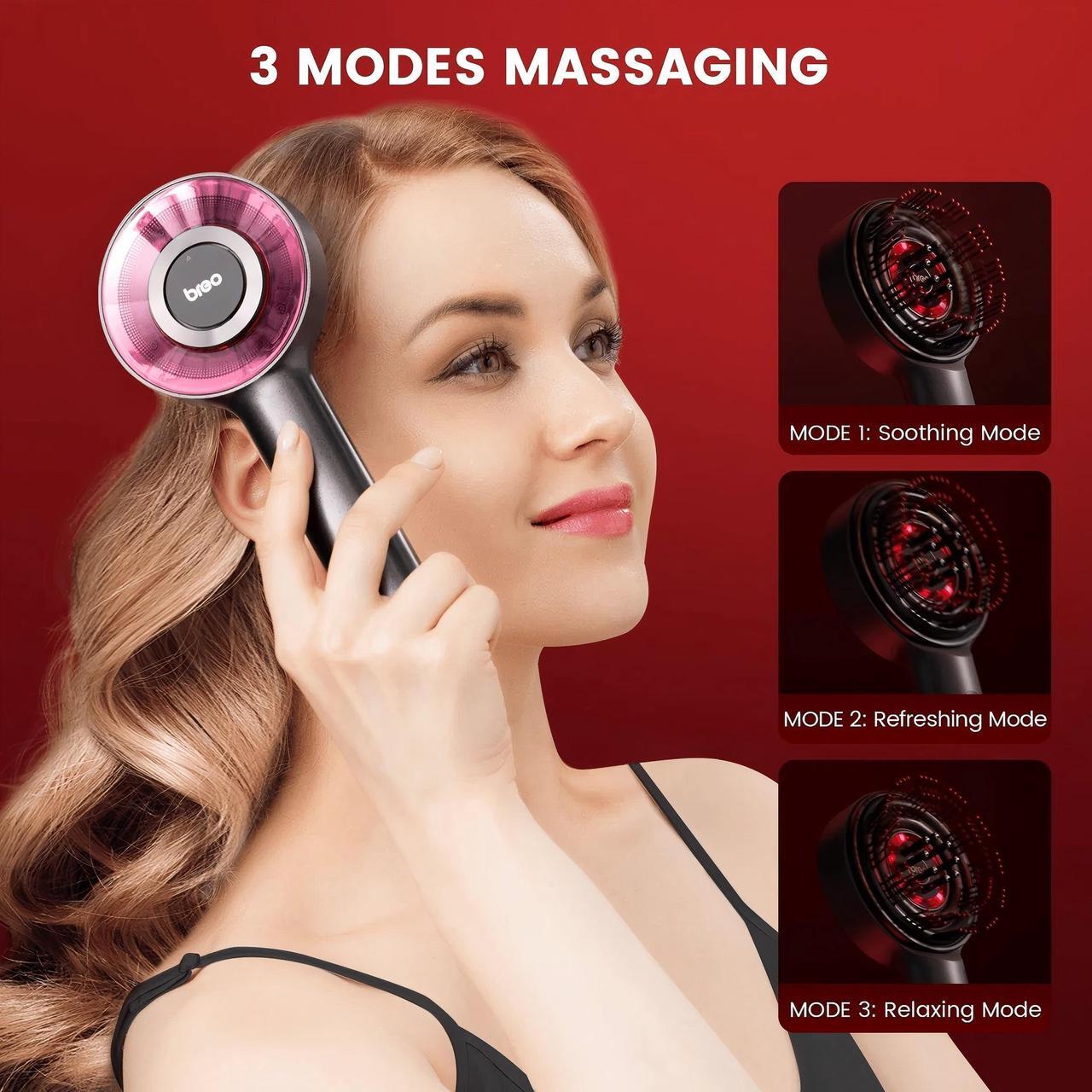 Alt view image 7 of 7 - Breo Scalp3 Scalp Massager Comb Anti Hair Loss Scalp Massaging brush Hair Growth Care Scalp Hair Therapy Scalp Reduction Redlight Infrared Therapy Head Massager Grey