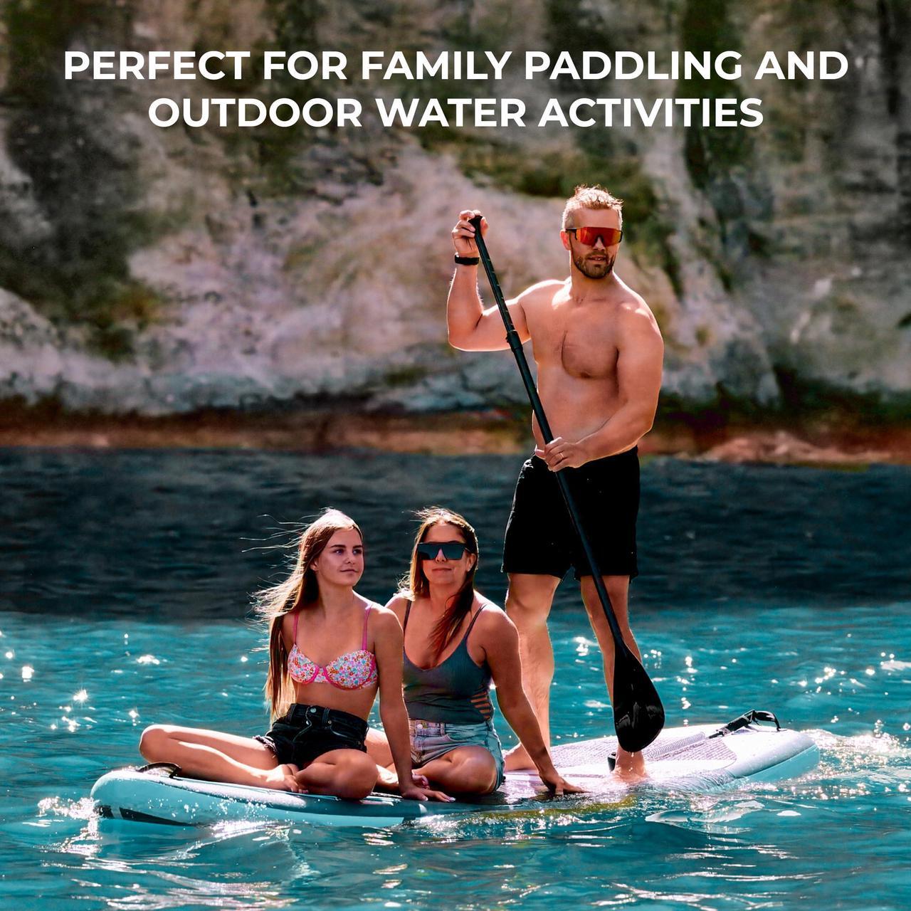 Alt view image 7 of 7 - SereneLife 116 Inflatable SUP - Family Stand Up Paddle Board for 2 Adults and One Child - 35 Wide Stable Design with Non-Slip EVA Deck Pad, Premium SUP Accessories, 440 lbs. Capacity