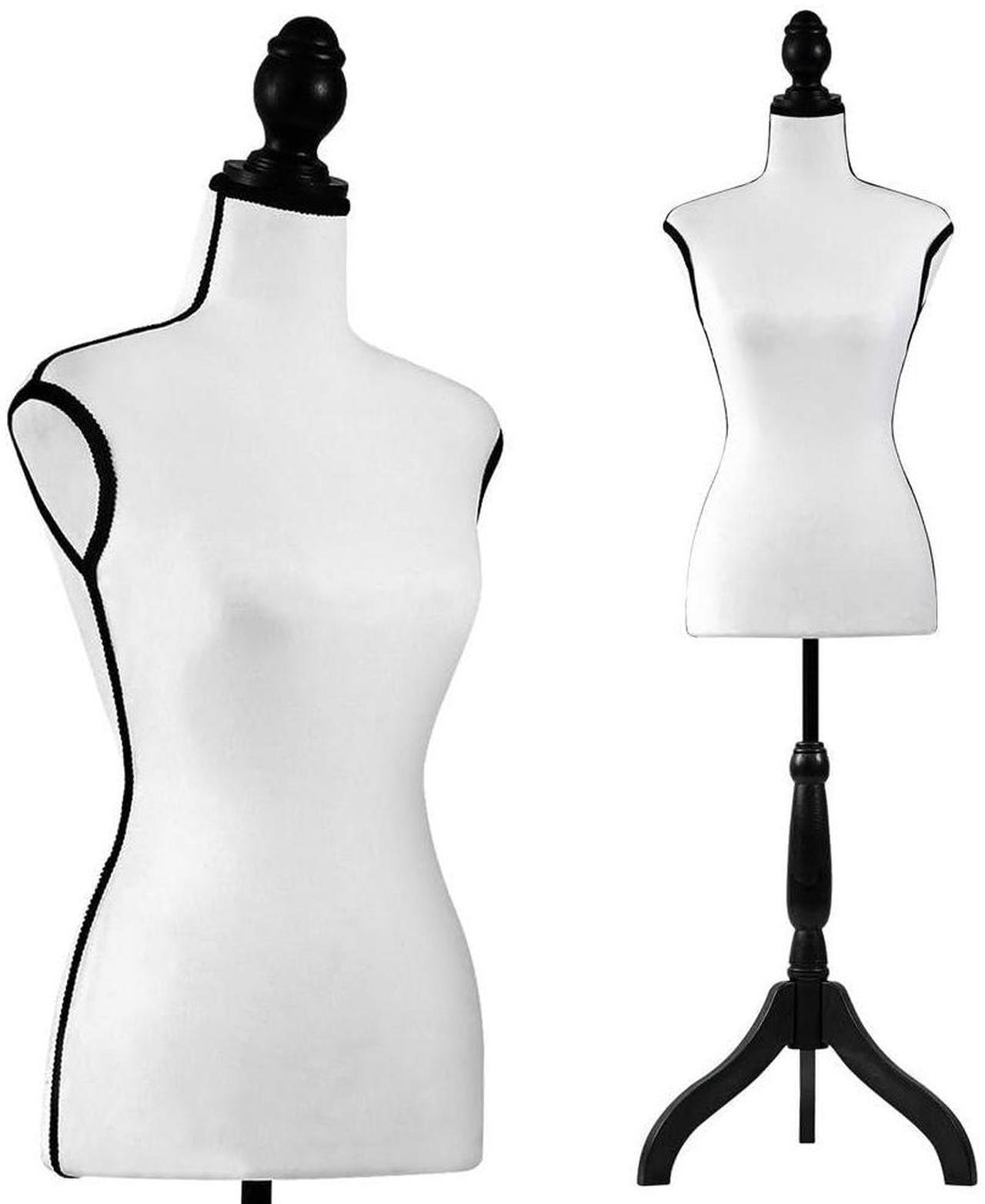 Main image of SereneLife Female Torso Mannequin Display - Sturdy and Durable, Adjustable Dress Form (52-64"), Lightweight, Easy-to-Assemble, Stable Tripod Stand, Smooth Surface for Retail Clothing Display (White)