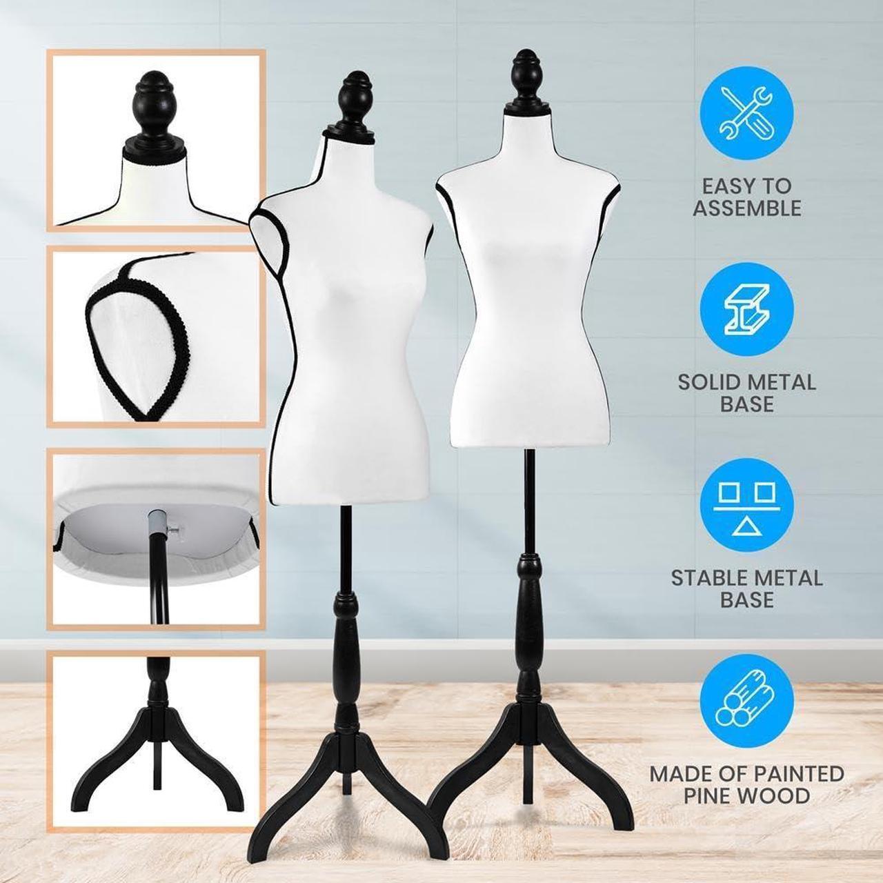 Alt view image 3 of 5 - SereneLife Female Torso Mannequin Display - Sturdy and Durable, Adjustable Dress Form (52-64"), Lightweight, Easy-to-Assemble, Stable Tripod Stand, Smooth Surface for Retail Clothing Display (White)