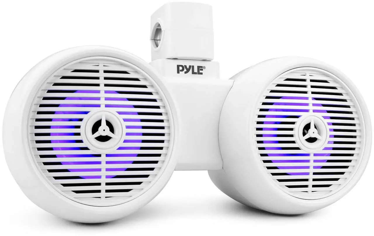 Main image of Dual Bluetooth Off-Road Speakers - 6.5 200W 2-Way Marine Waterproof Wakeboard Tower Sound System w/LED Light, Full Range Outdoor Stereo Speaker for Car ATV Jeep Boat, Includes Brackets (White)