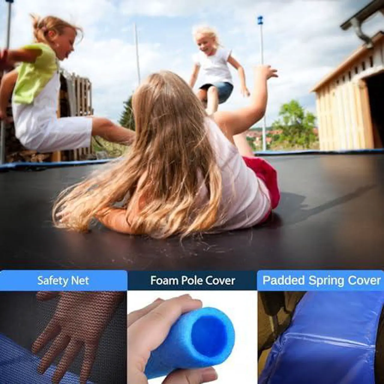 Alt view image 5 of 7 - SereneLife 10FT Trampoline Outdoor  Heavy-Duty Backyard Trampoline for Kids and Adults with Wide Jumping Surface, Stable L-Shaped Legs, Safety Net, ASTM Approved, Supports 264 lbs., 120 x 100 IN