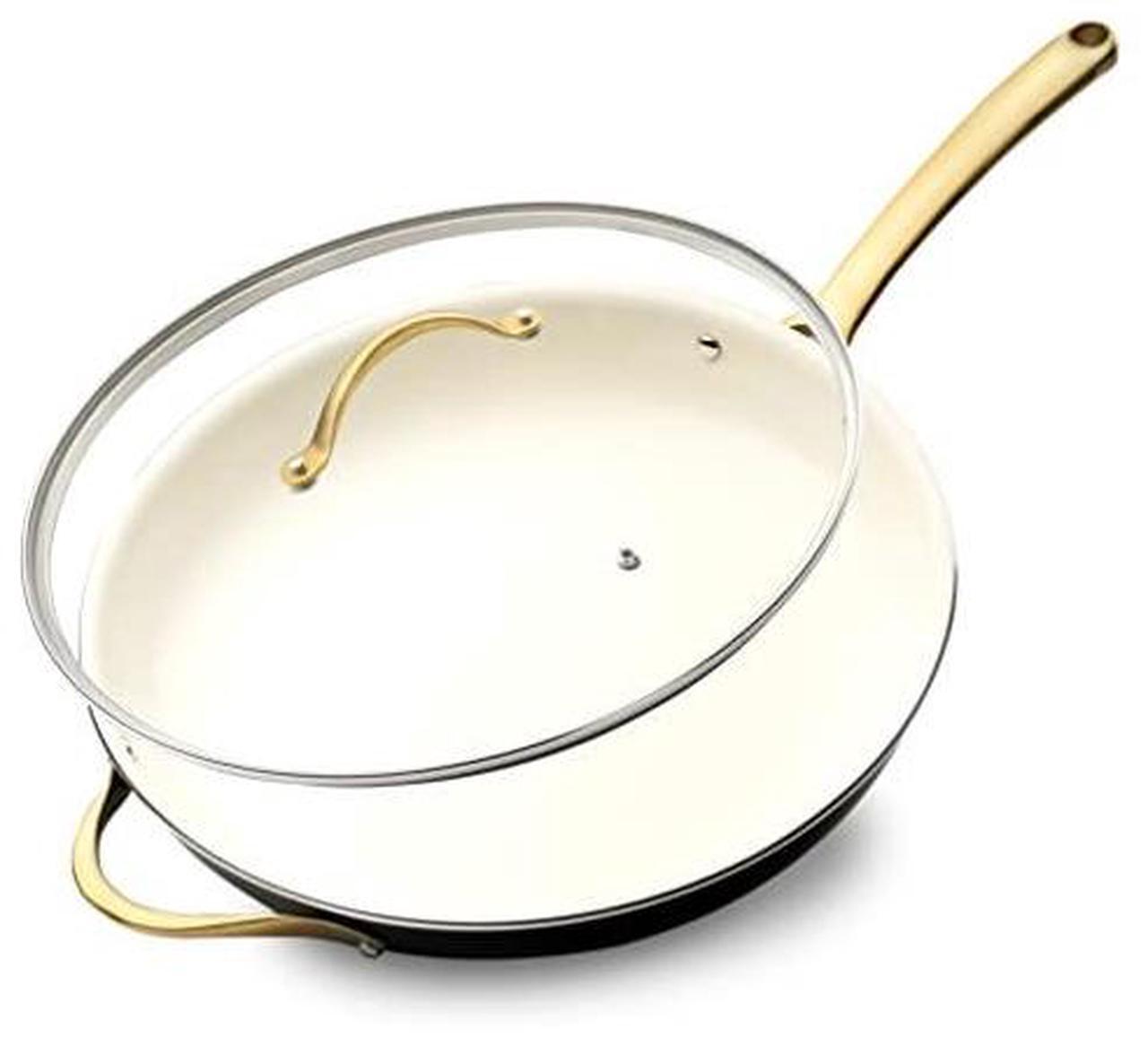 Alt view image 8 of 14 - NutriChef 14 Inch Ceramic Pan, Non Stick Frying Pan, Extra Large Frying Pan with Lid, Compatible with All Stovetops Including Induction