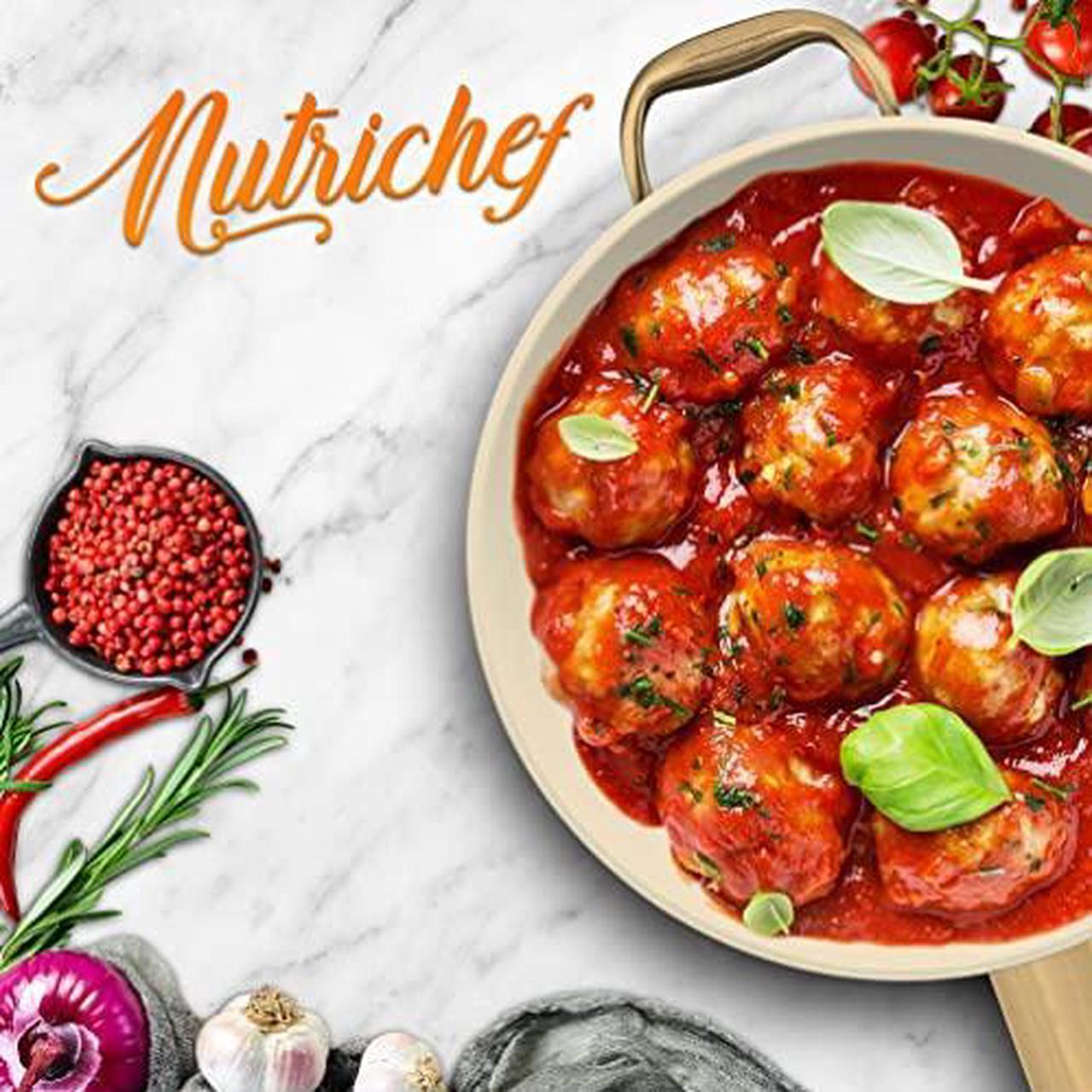 Alt view image 14 of 14 - NutriChef 14 Inch Ceramic Pan, Non Stick Frying Pan, Extra Large Frying Pan with Lid, Compatible with All Stovetops Including Induction