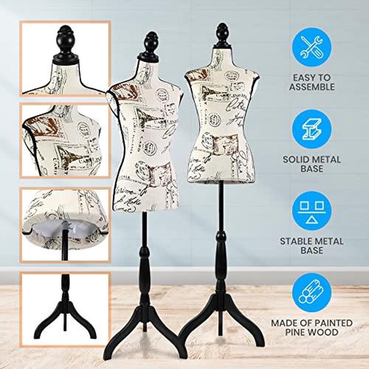 Alt view image 6 of 7 - SereneLife Female Torso Mannequin Display - Sturdy and Durable, Adjustable Dress Form (52-64"), Lightweight, Easy-to-Assemble, Stable Tripod Stand, Smooth Surface for Retail Clothing Display