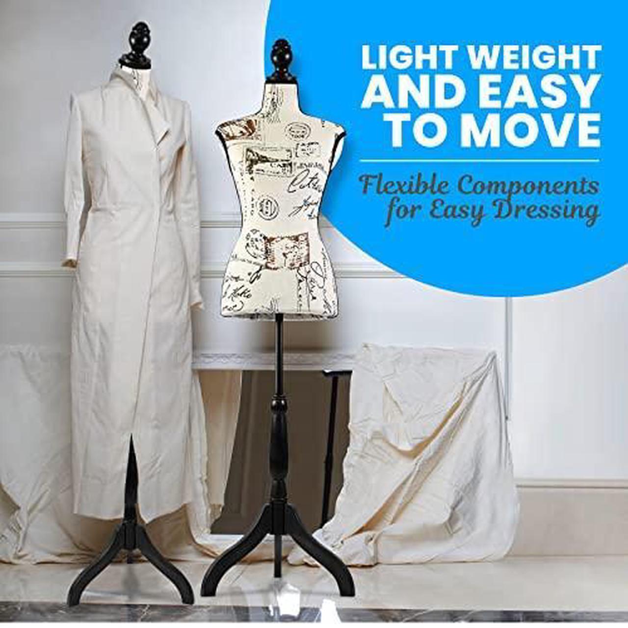Alt view image 7 of 7 - SereneLife Female Torso Mannequin Display - Sturdy and Durable, Adjustable Dress Form (52-64"), Lightweight, Easy-to-Assemble, Stable Tripod Stand, Smooth Surface for Retail Clothing Display