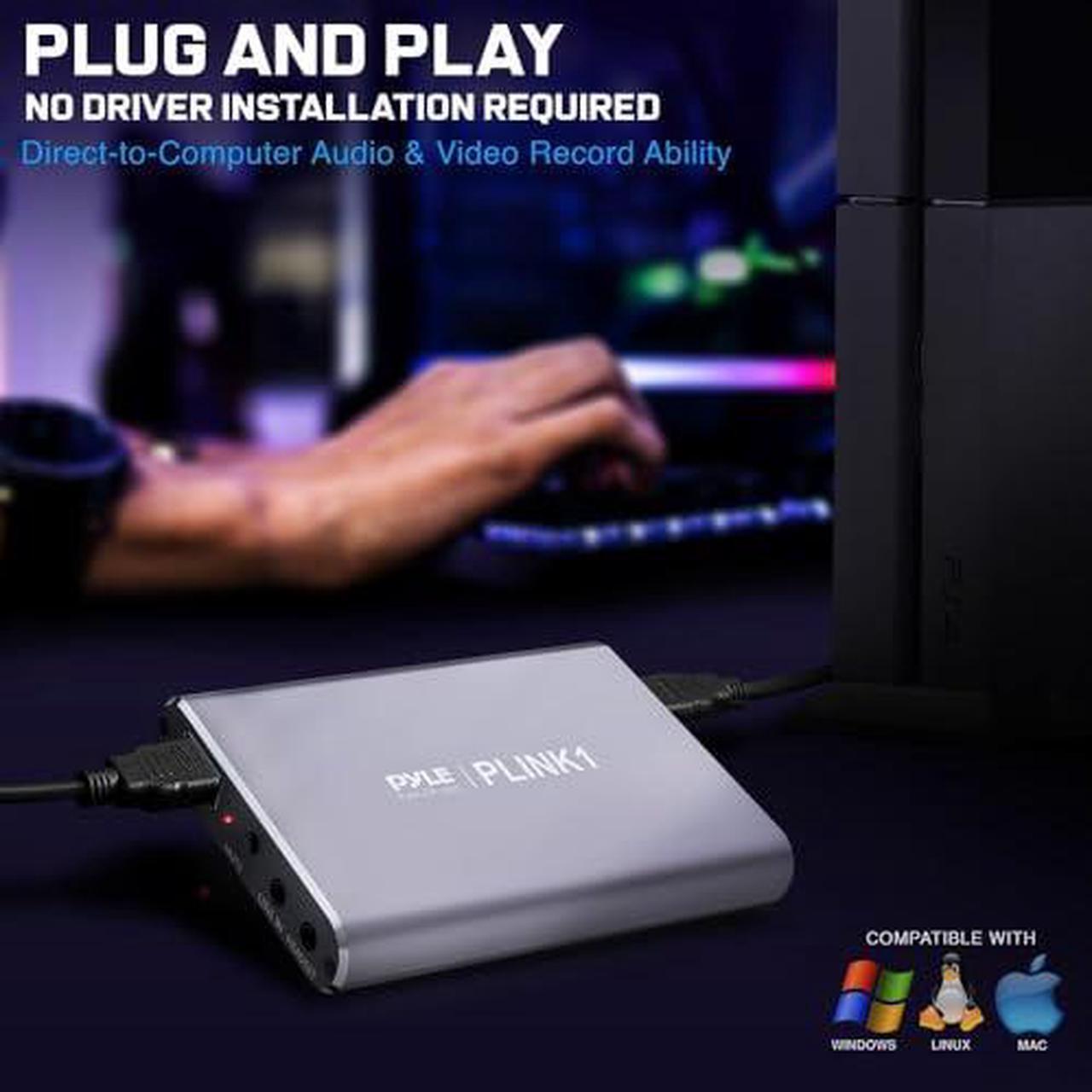 Alt view image 5 of 5 - PyleUsa Capture Card - Full HD 1080p 4K HDMI-to-USB Audio-Video Via DSLR Camcorder Action Cam, Ultra Low Latency, Record to Computer for Gaming, Streaming, Conference or Live Broadcasting - PLINK1